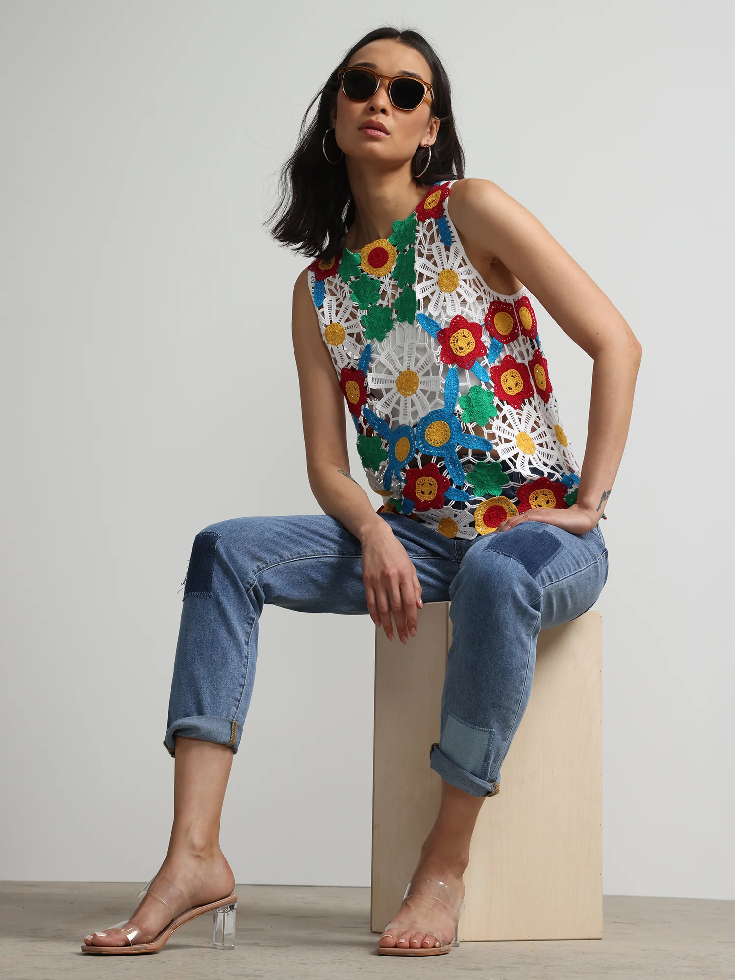 Floral Crochet Sleeveless Top - Image 4