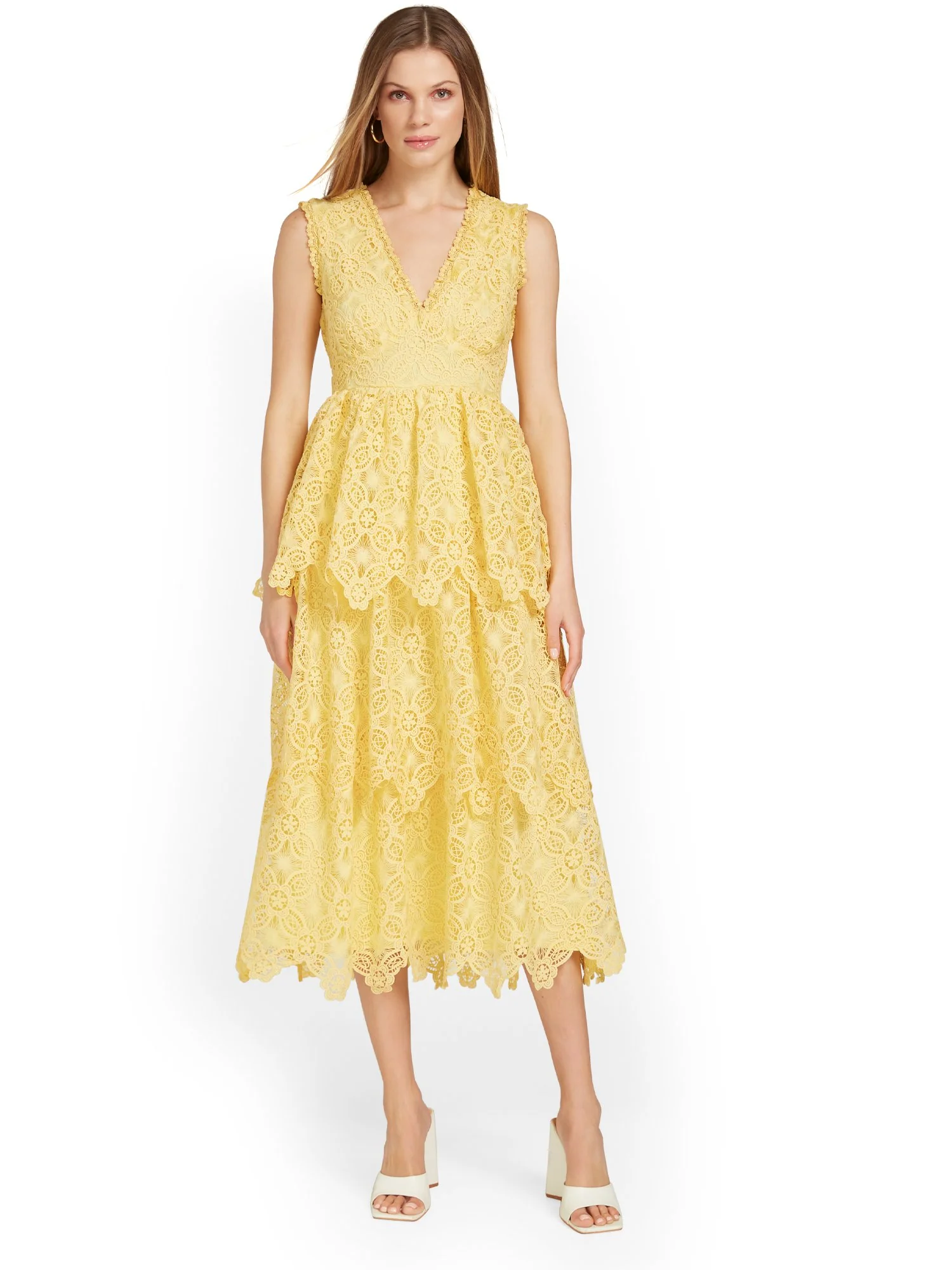 Floral-Crochet Tiered Midi Dress - Just Me - Image 7