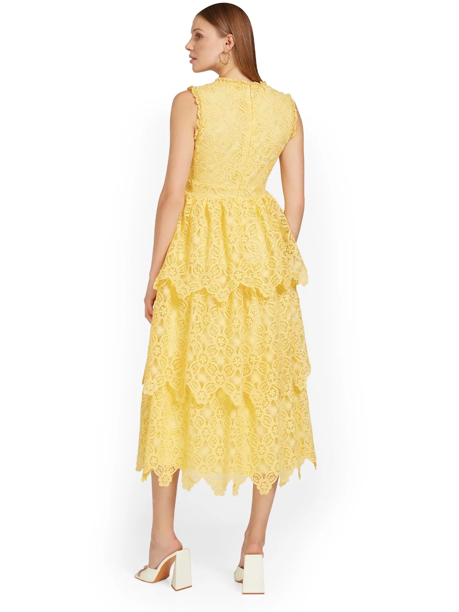 Floral-Crochet Tiered Midi Dress - Just Me - Image 9