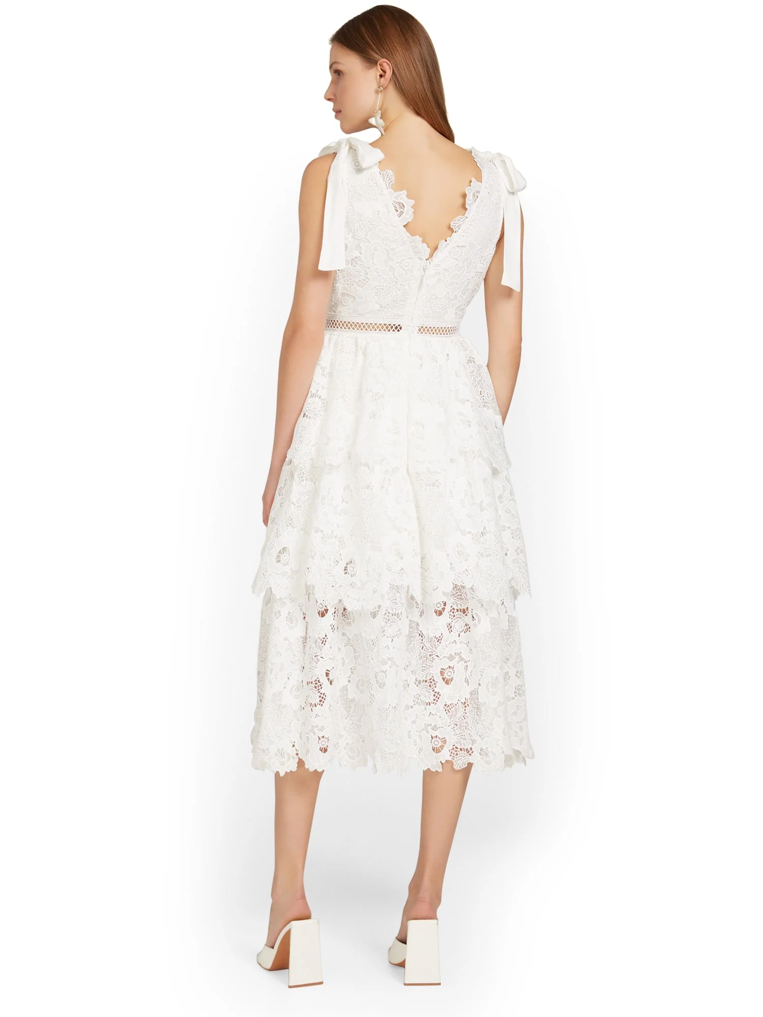 Floral-Crochet Tiered Tie-Shoulder Dress - Just Me - Image 9