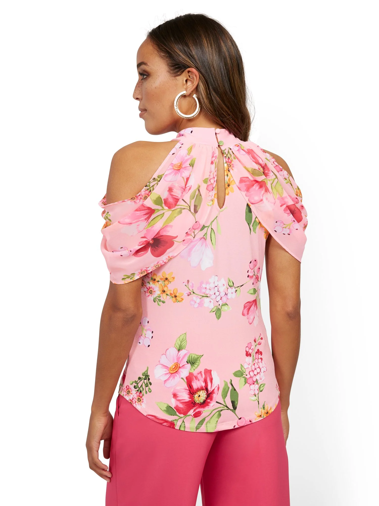 Floral Draped Halter Top - 7th Avenue - Image 3