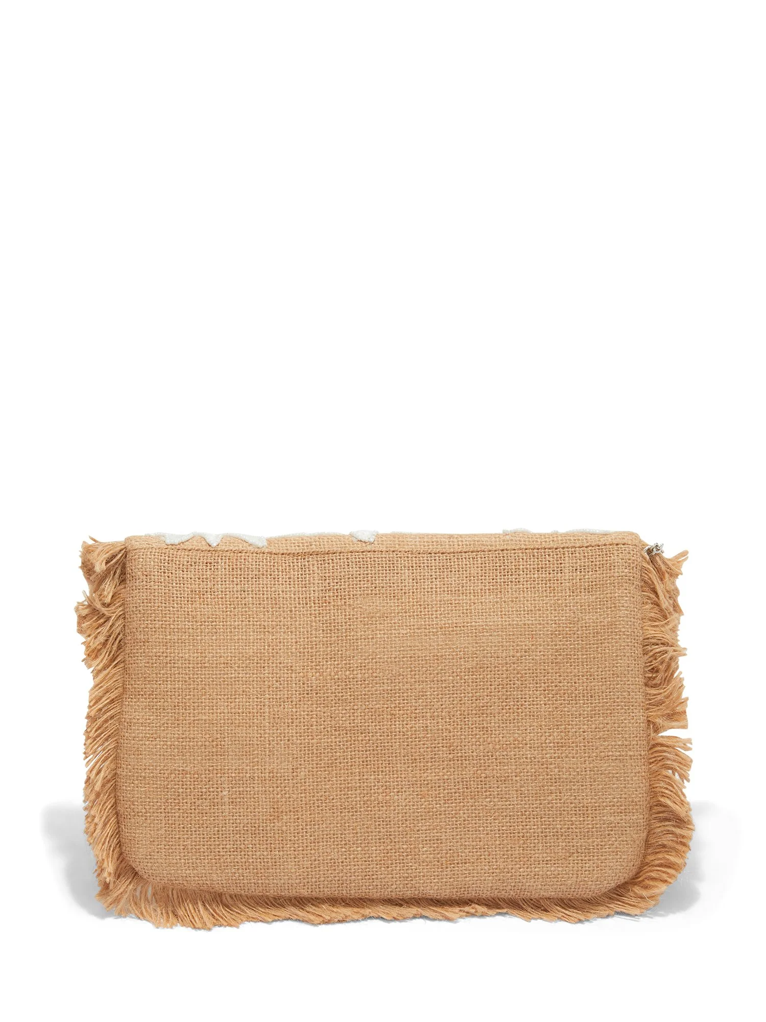 Floral-Embroidered Frayed Clutch Bag - Image 2