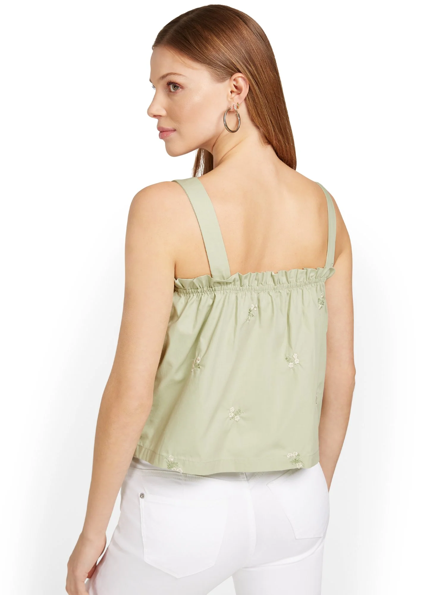 Moodie Floral-Embroidered Sleeveless Poplin Top - Brands We Love - Image 3