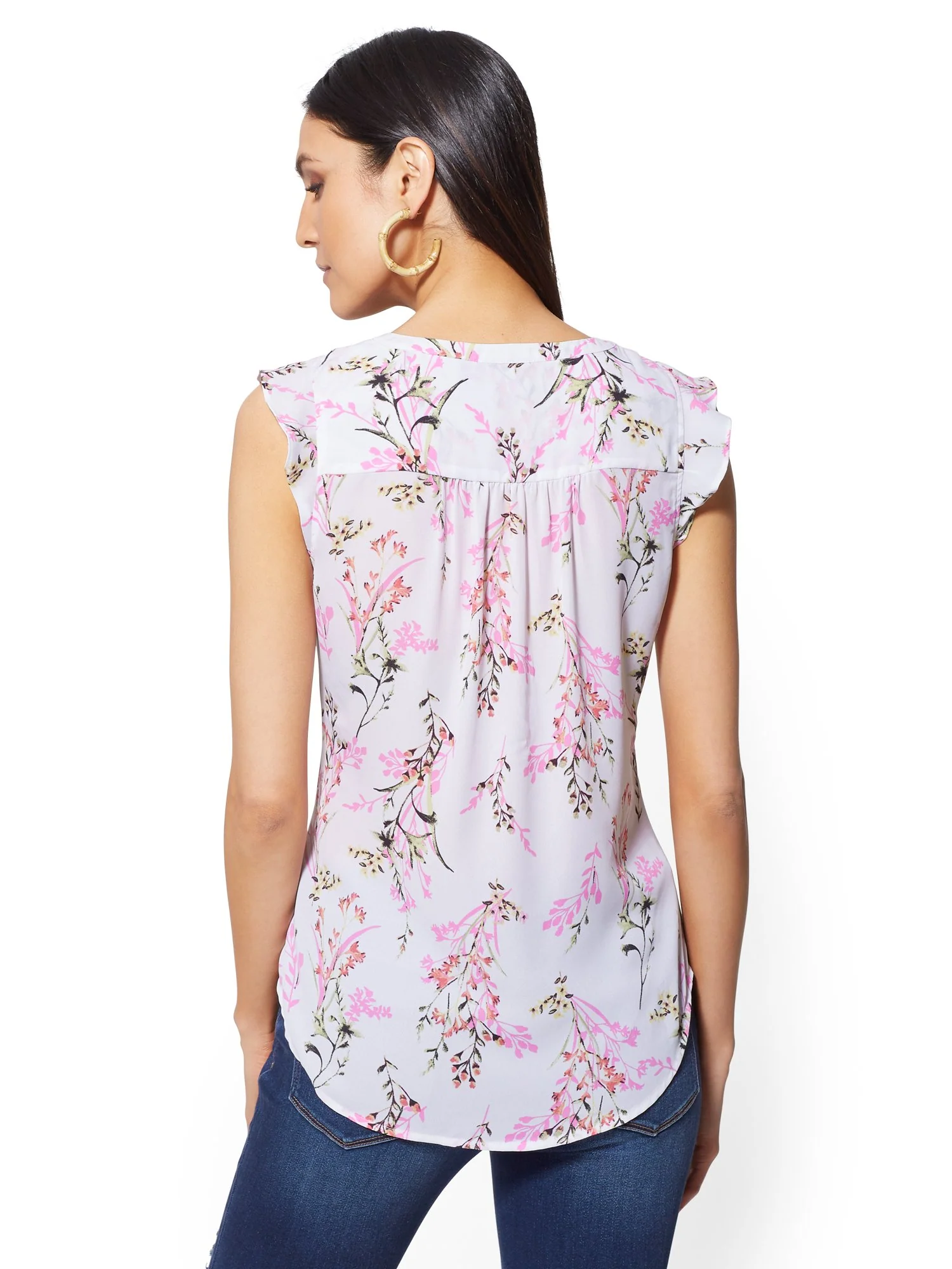 Floral Flutter-Sleeve Blouse - Image 3