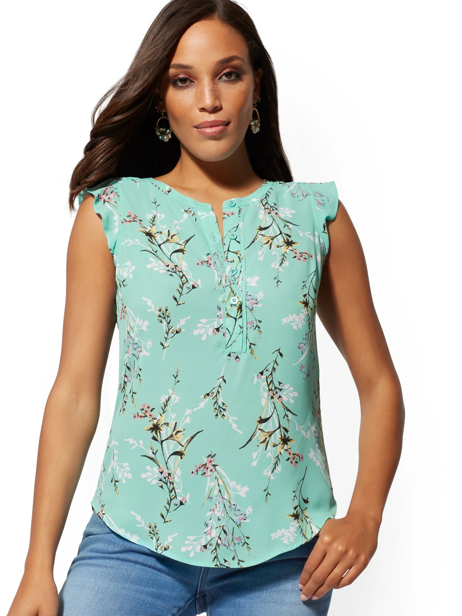 Floral Flutter-Sleeve Blouse - Image 6