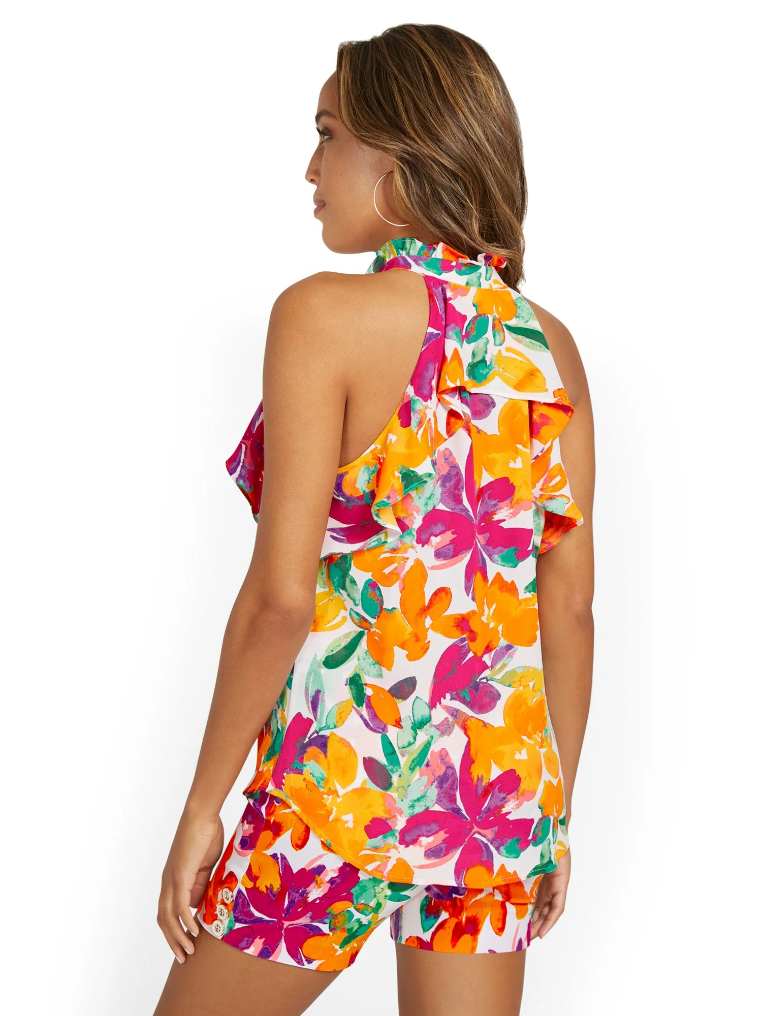 Floral Halterneck Ruffle Blouse - Image 3