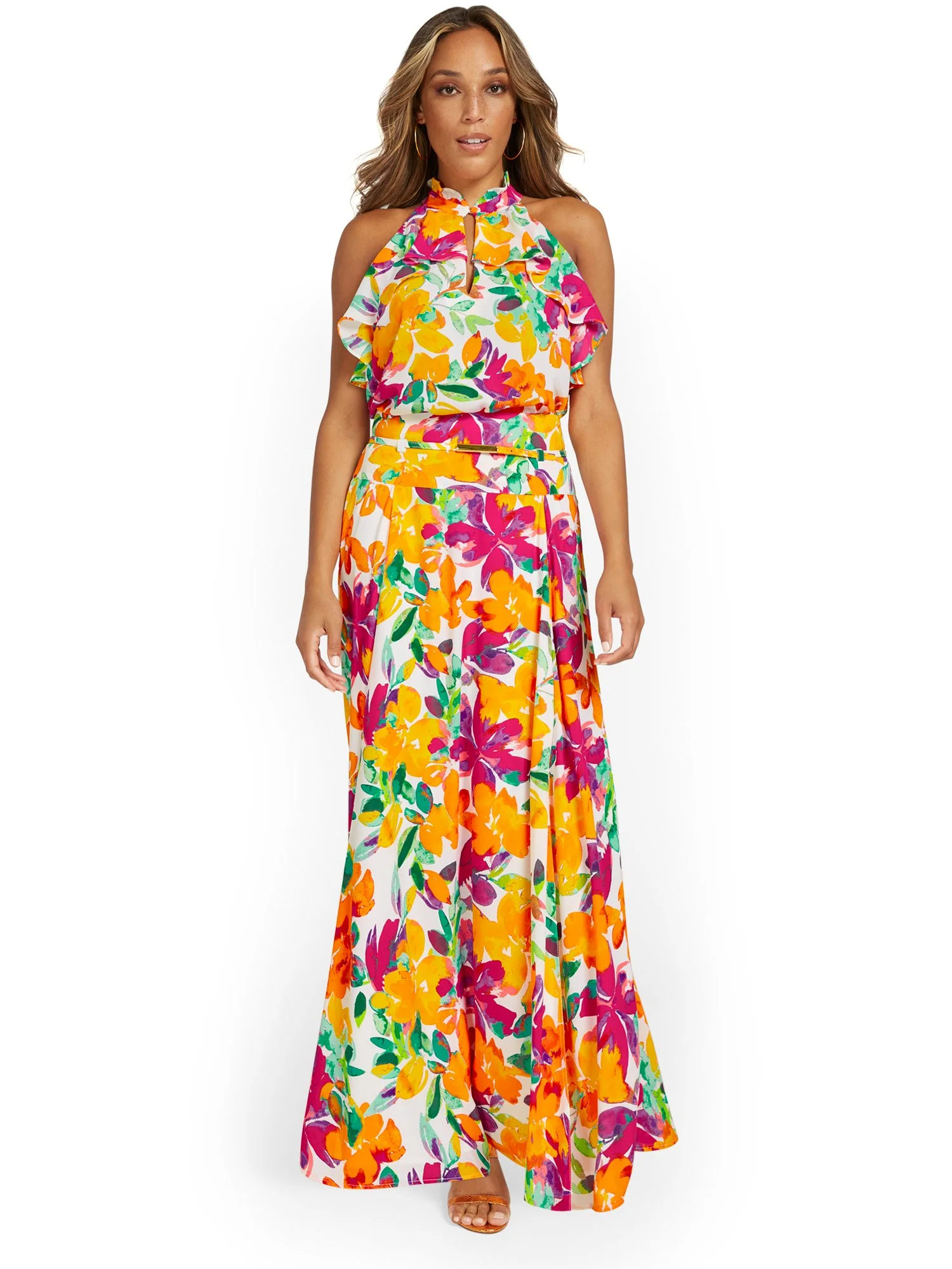 Floral Halterneck Ruffle Blouse - Image 4