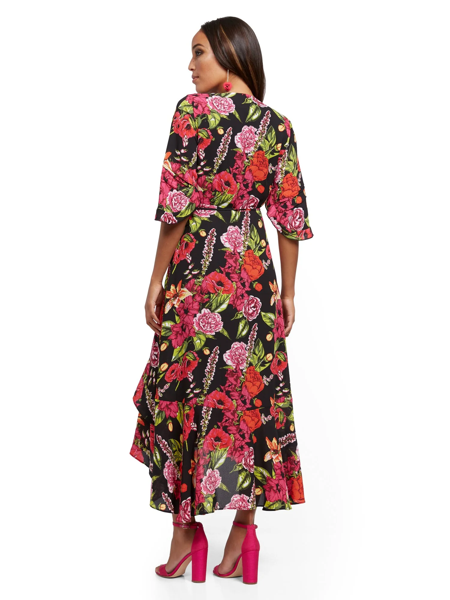 Floral Hi-Lo Wrap Maxi Dress - Image 3