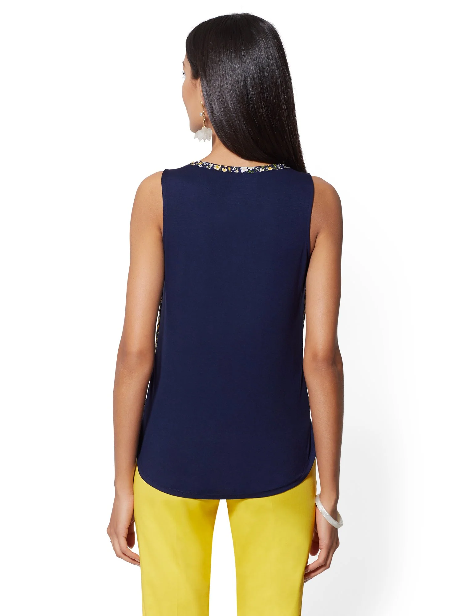 Floral Keyhole Sleeveless Top - Image 3