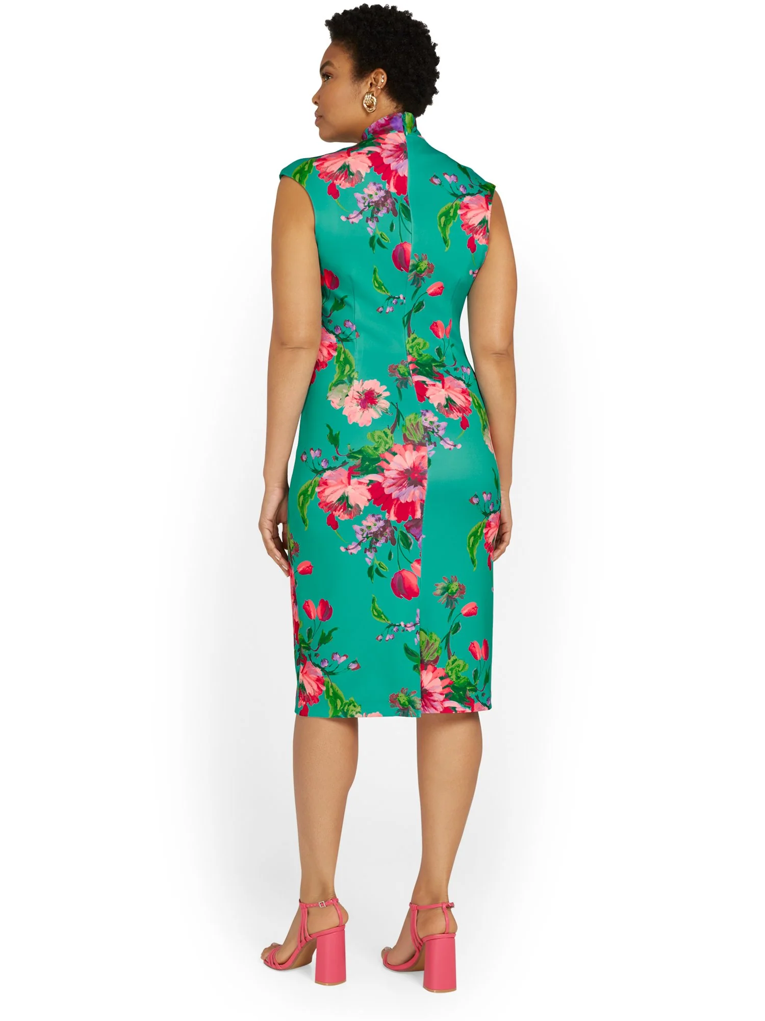 Floral-Print Bow-Neck Sheath Dress - Image 3