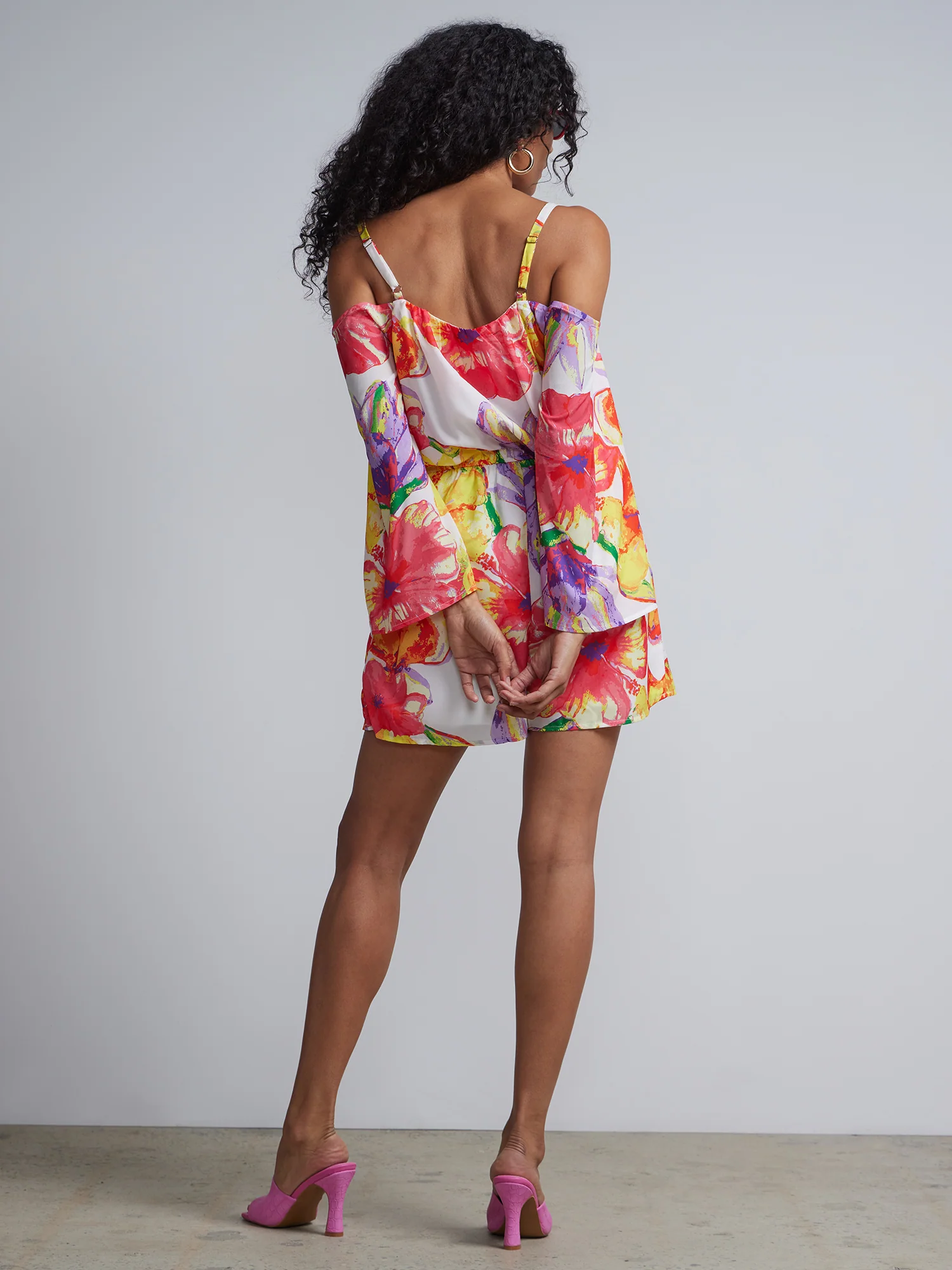 Floral-Print Cold-Shoulder Romper - Image 3