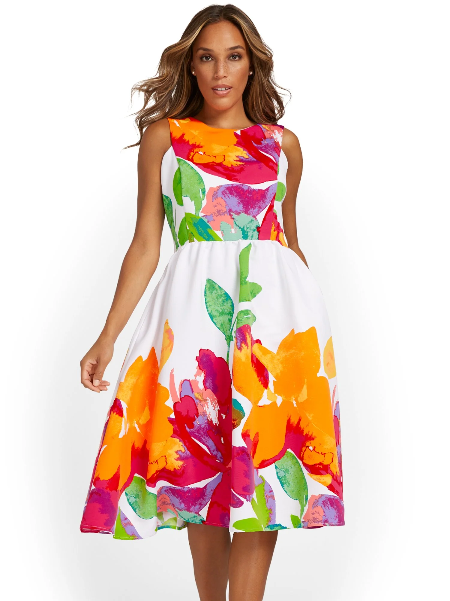 Floral-Print Flare Midi Dress