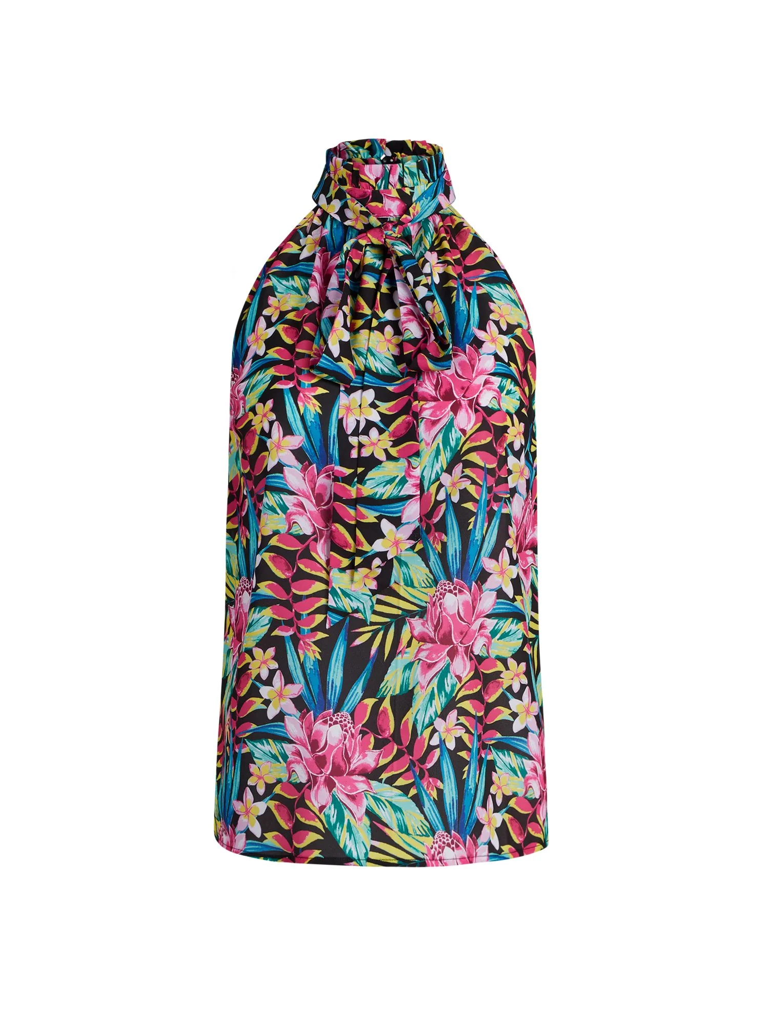 Floral Print Halter Bow Blouse - Image 2
