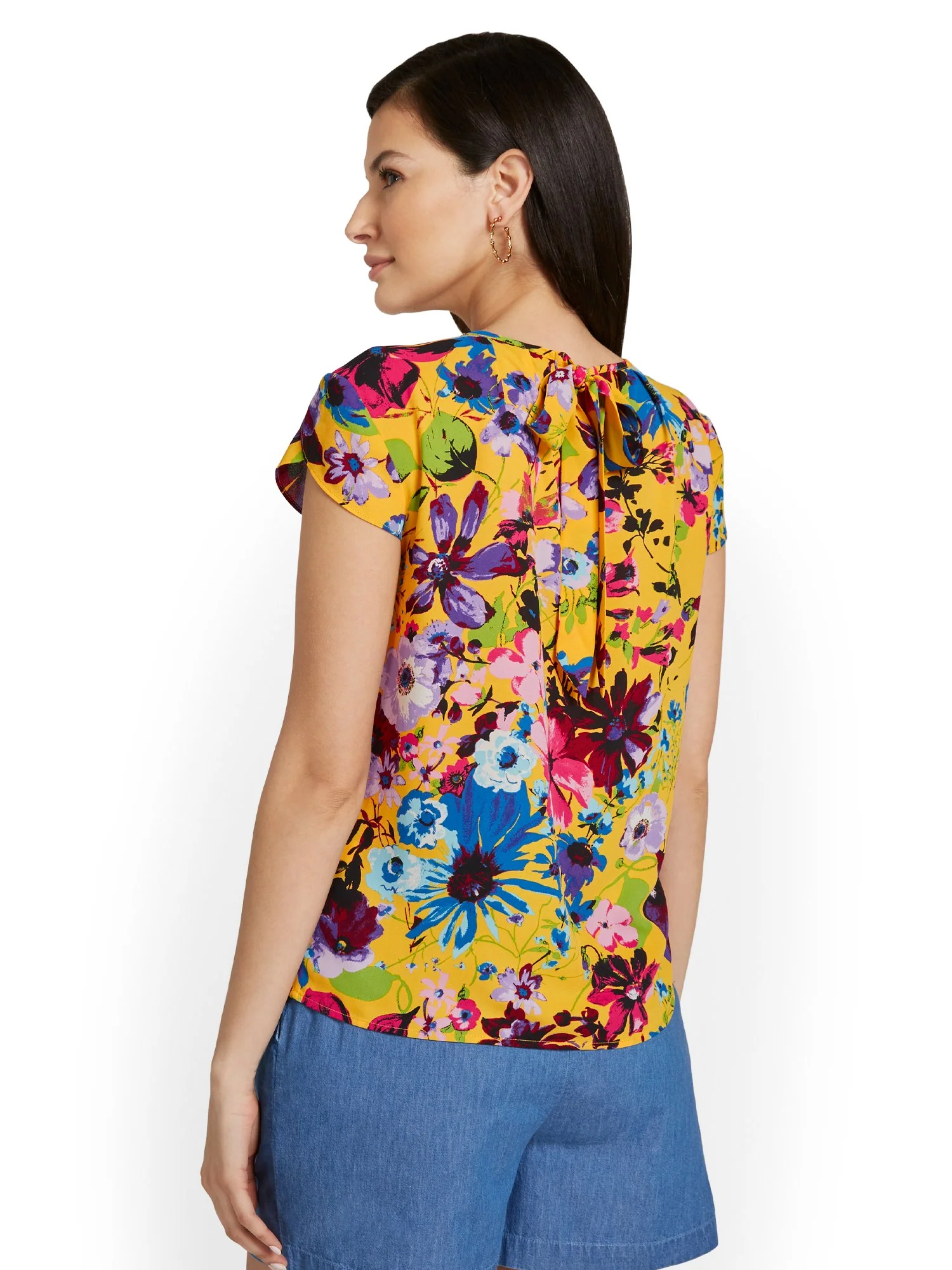 Floral-Print Keyhole Cut-Out Top - Image 3