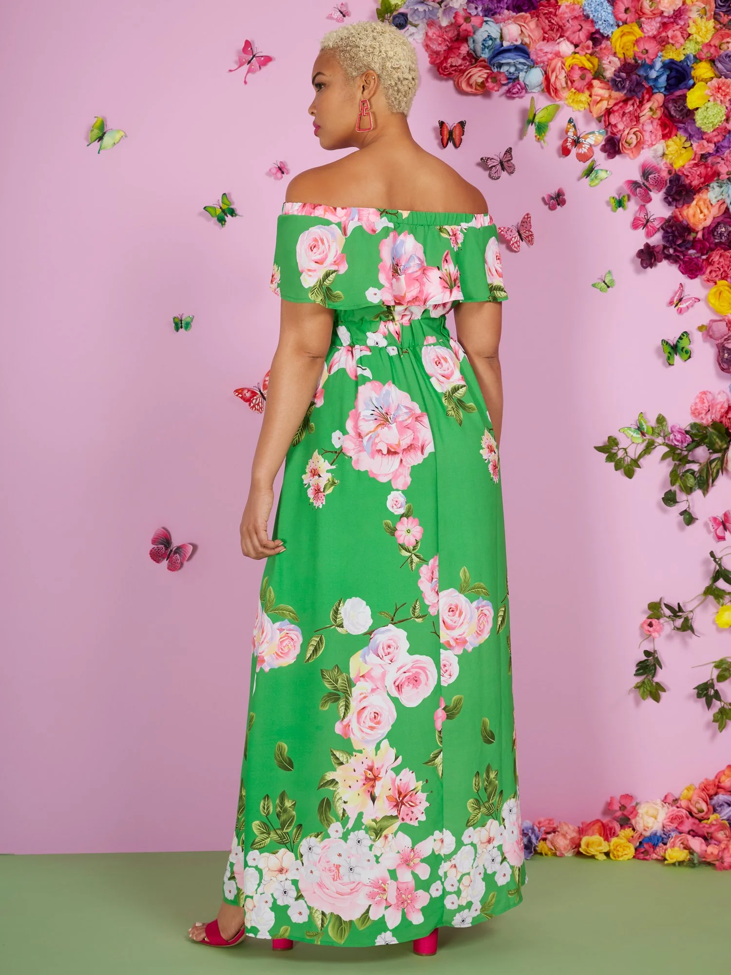 Floral-Print Off-the-Shoulder Ruffle-Top Maxi Dress - Image 3