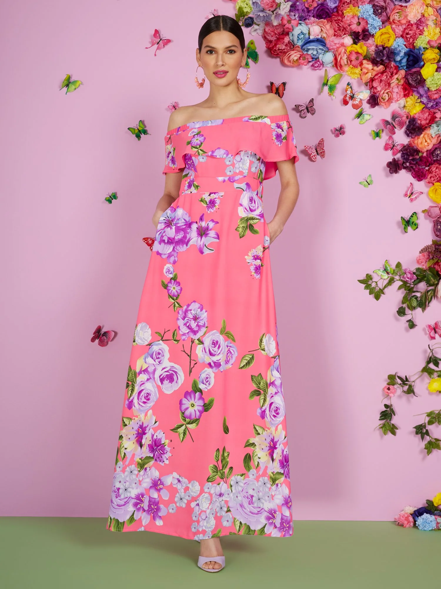 Floral-Print Off-the-Shoulder Ruffle-Top Maxi Dress - Image 6