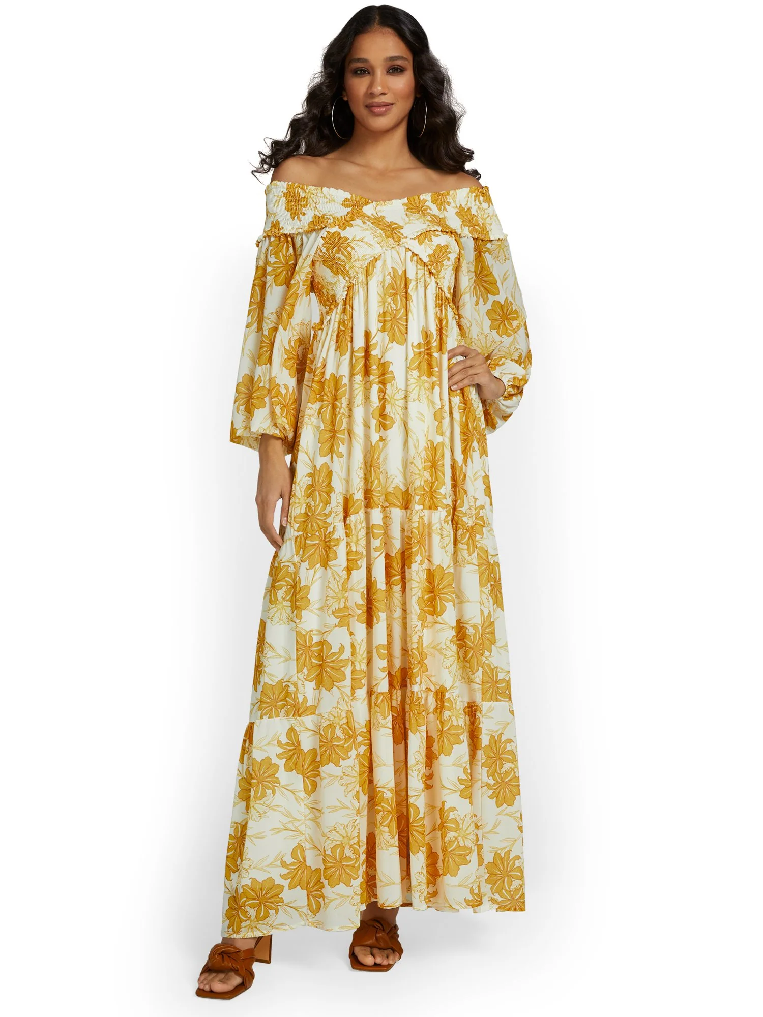 Flying Tomato Floral-Print Off-The-Shoulder Smocked Maxi Dress - Brands We Love