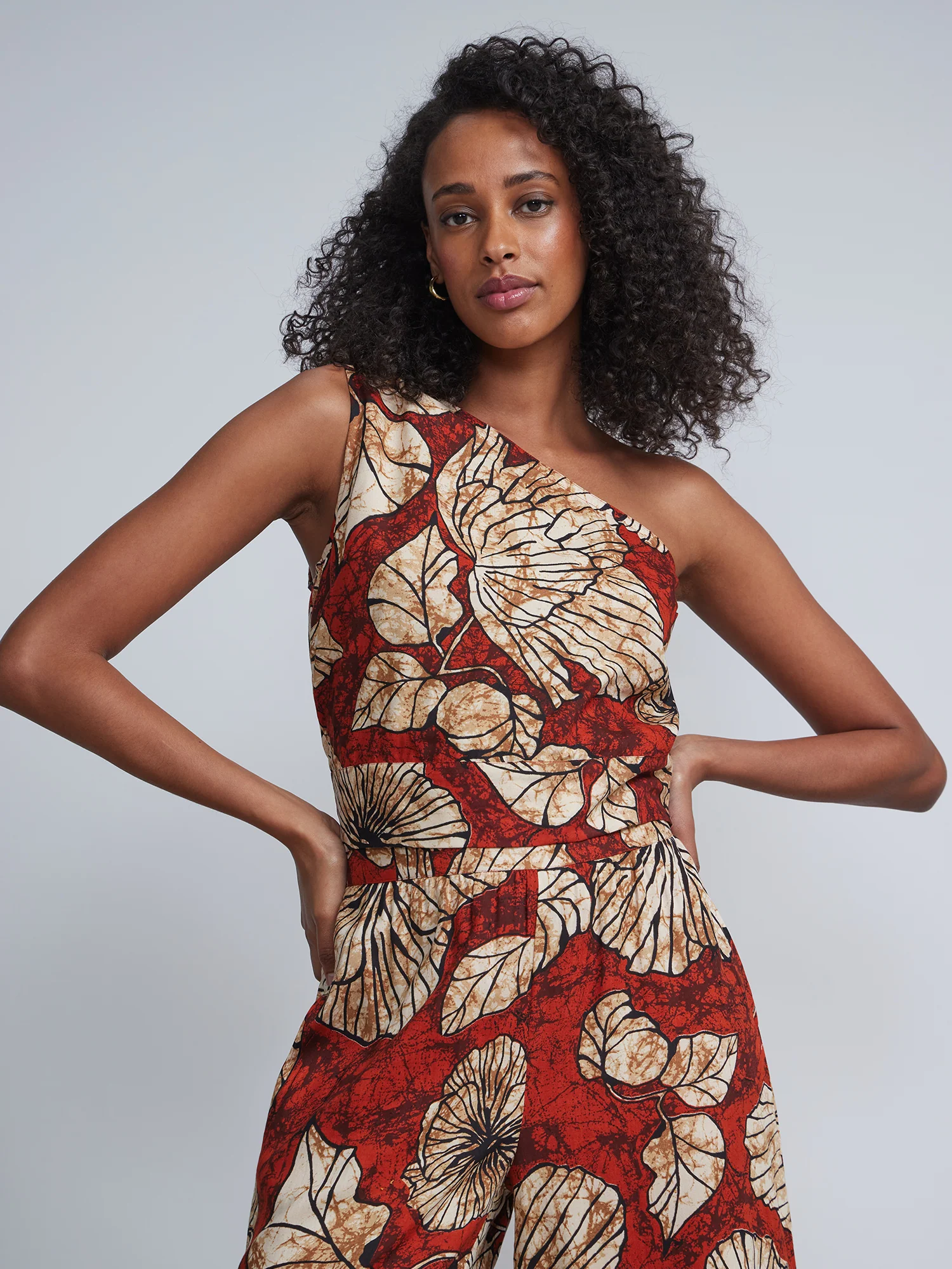 Floral-Print One-Shoulder Top