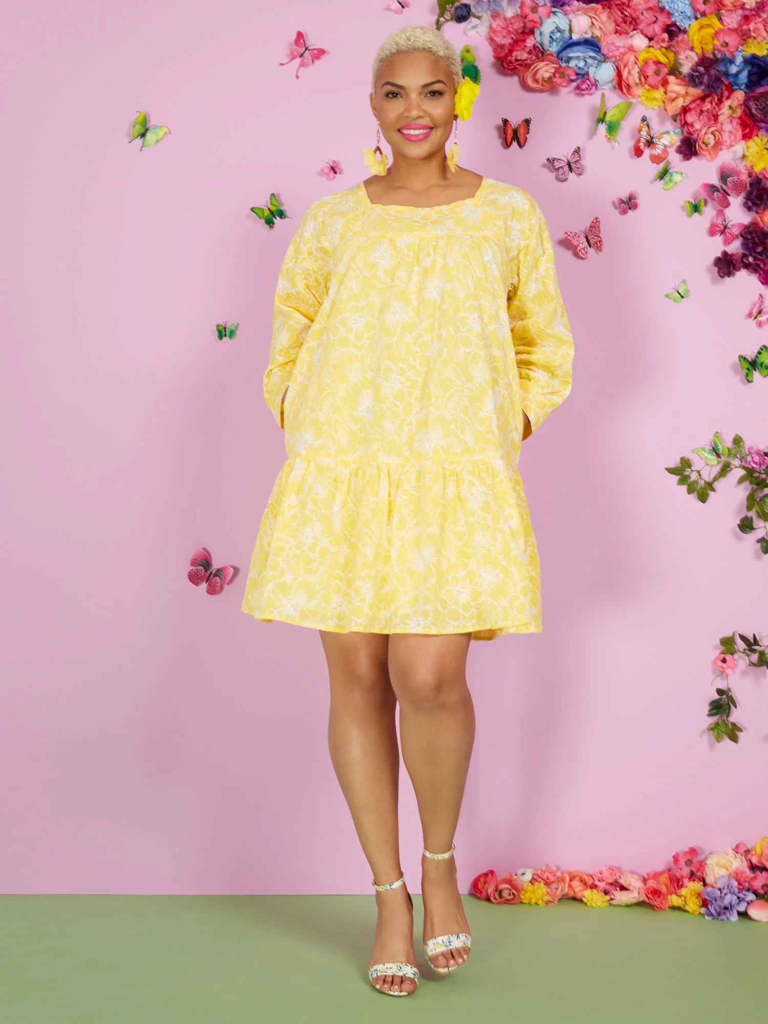 Floral-Print Outline Tiered Babydoll Dress - Image 5