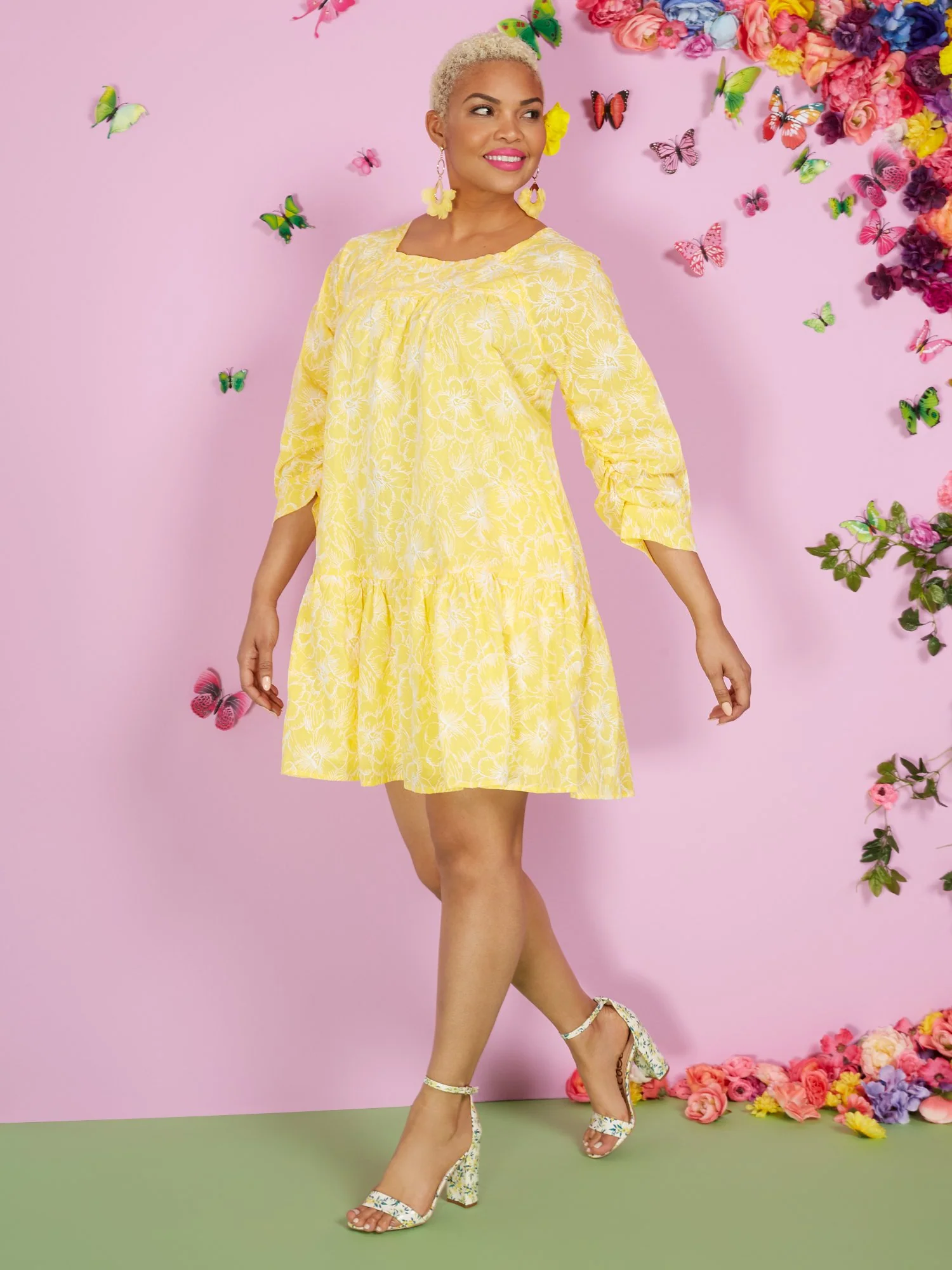 Floral-Print Outline Tiered Babydoll Dress - Image 6