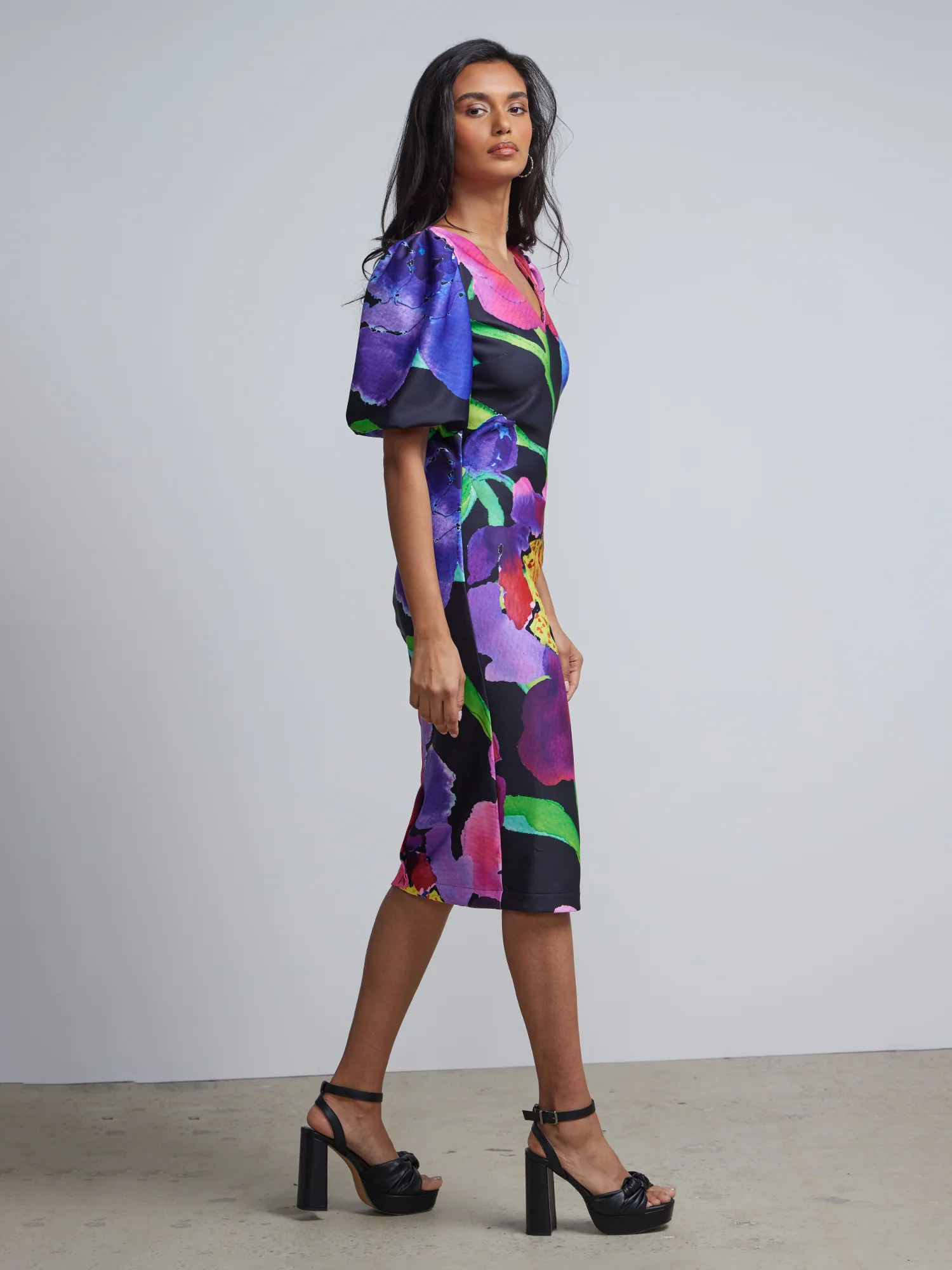 Floral-Print Puff-Sleeve Dress - Image 2