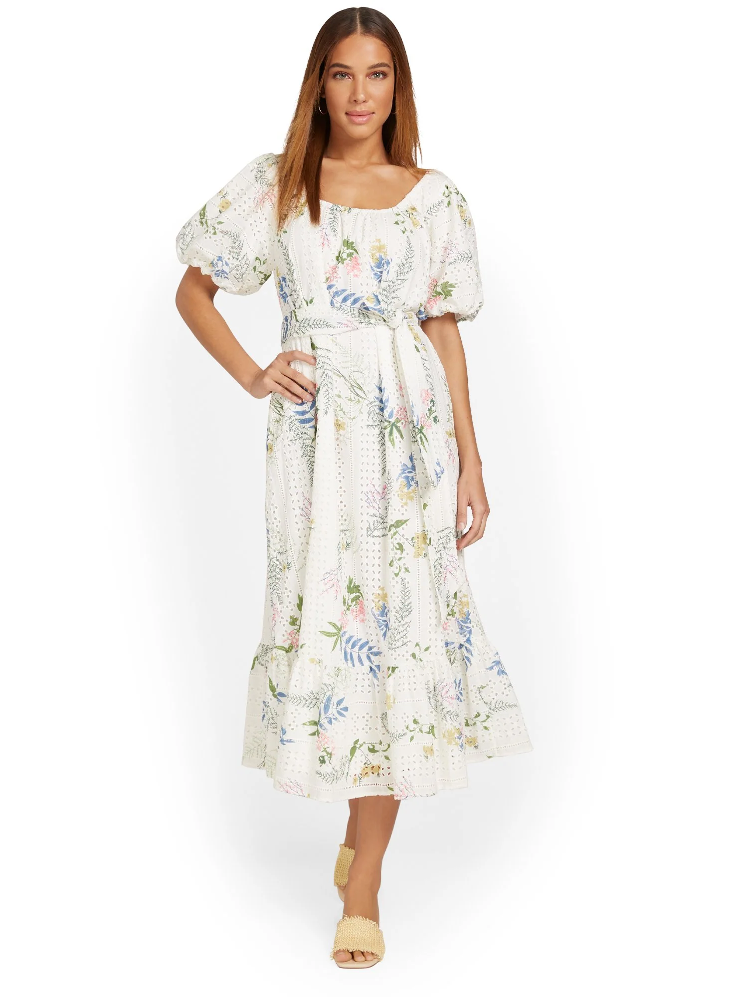 Just Me Floral-Print Puff-Sleeve Midi Dress - Brands We Love - Image 2