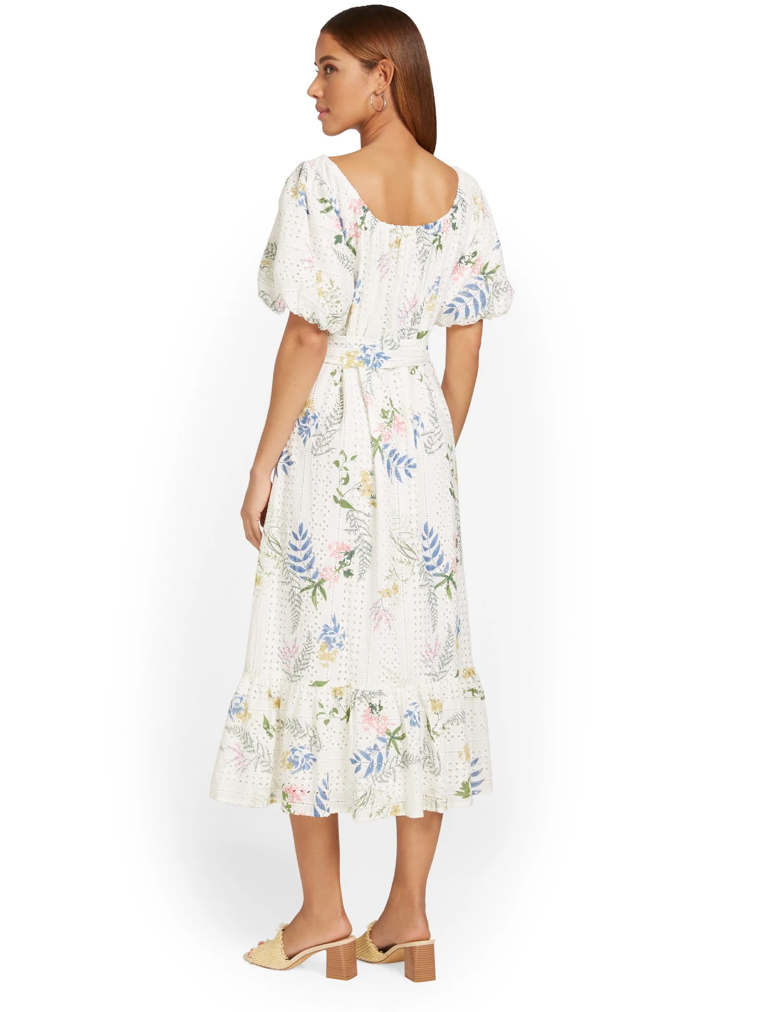 Just Me Floral-Print Puff-Sleeve Midi Dress - Brands We Love - Image 3
