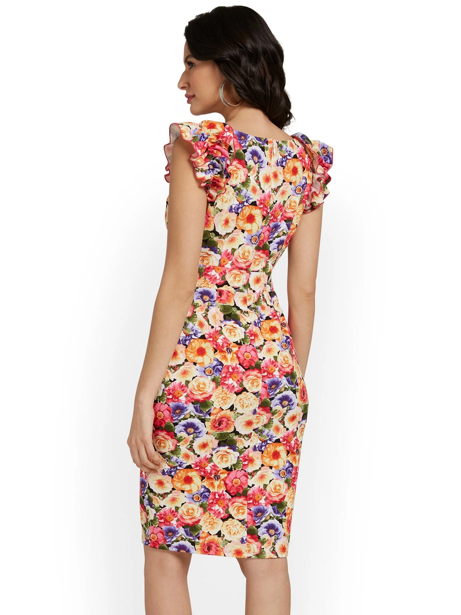 Floral-Print Ruffle Sheath Dress - Magic Crepe® - Image 3