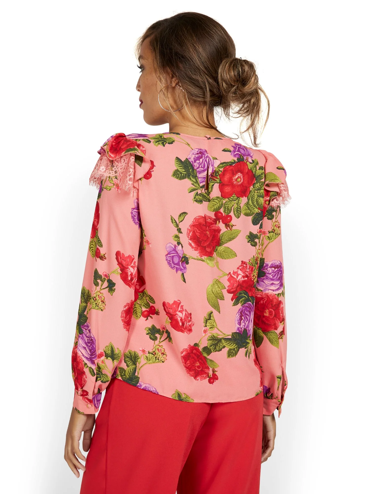 Floral-Print Ruffle-Sleeve Blouse - Image 3