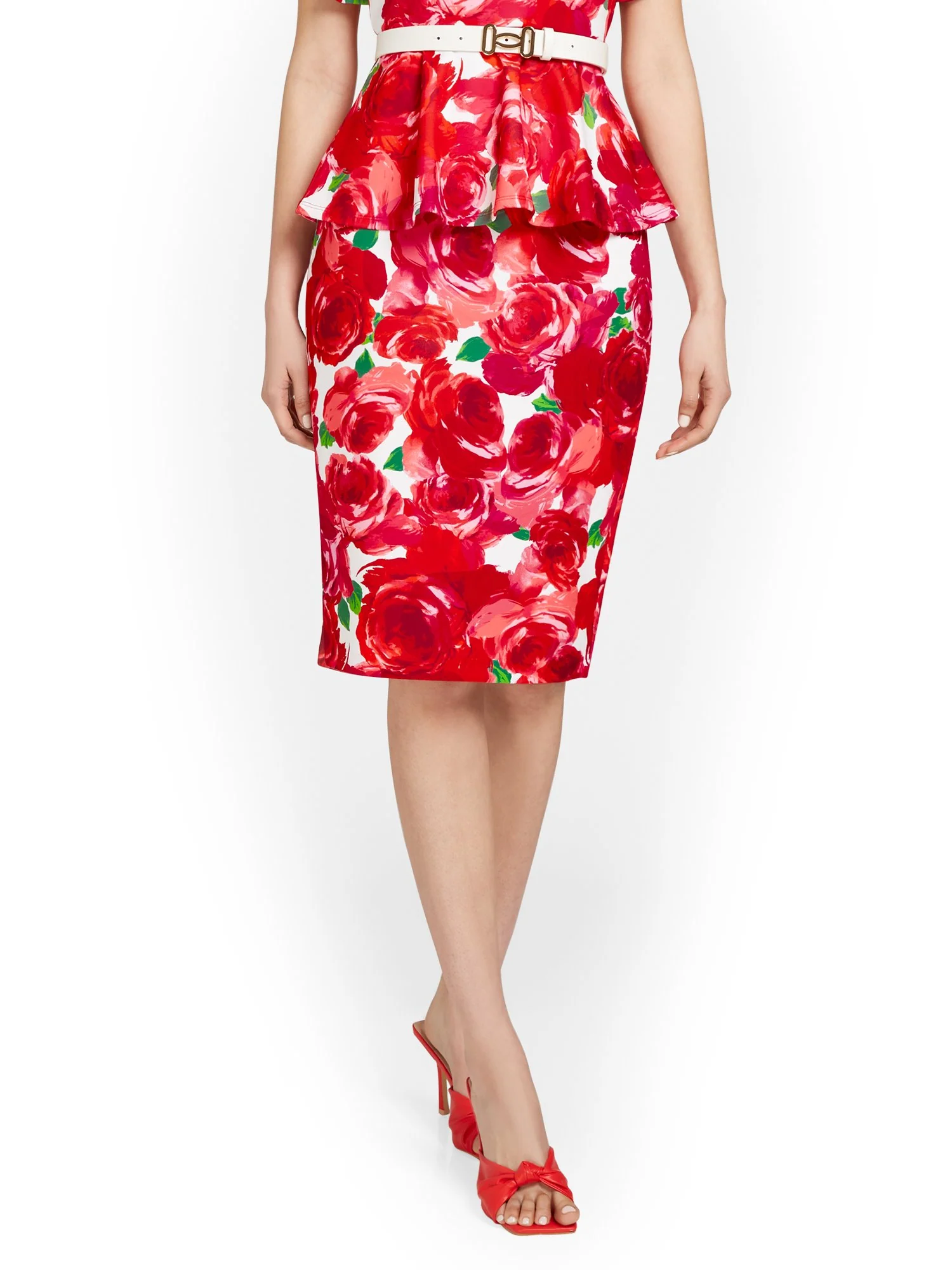 Floral-Print Scuba Pencil Skirt - Image 2