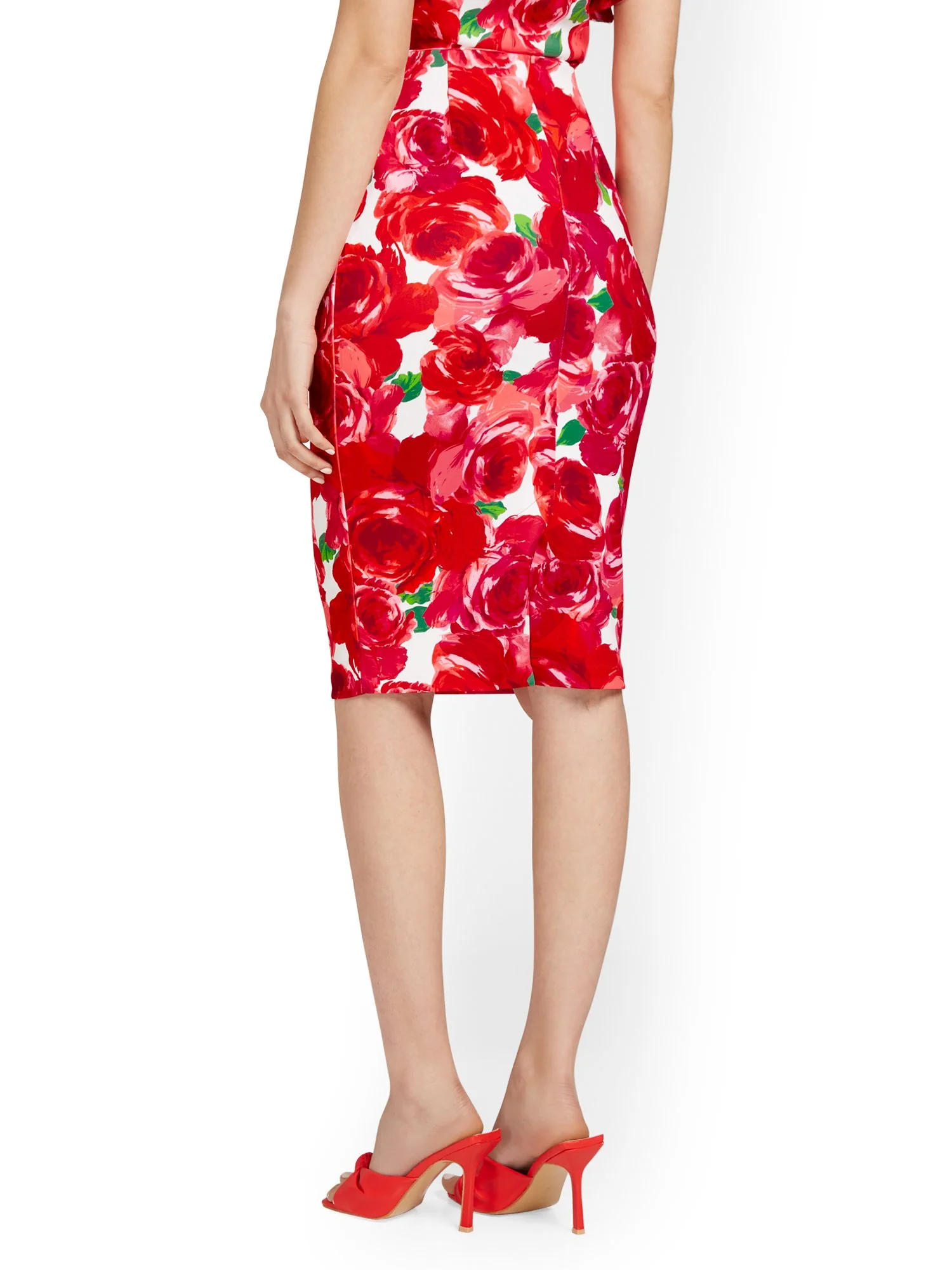 Floral-Print Scuba Pencil Skirt - Image 3