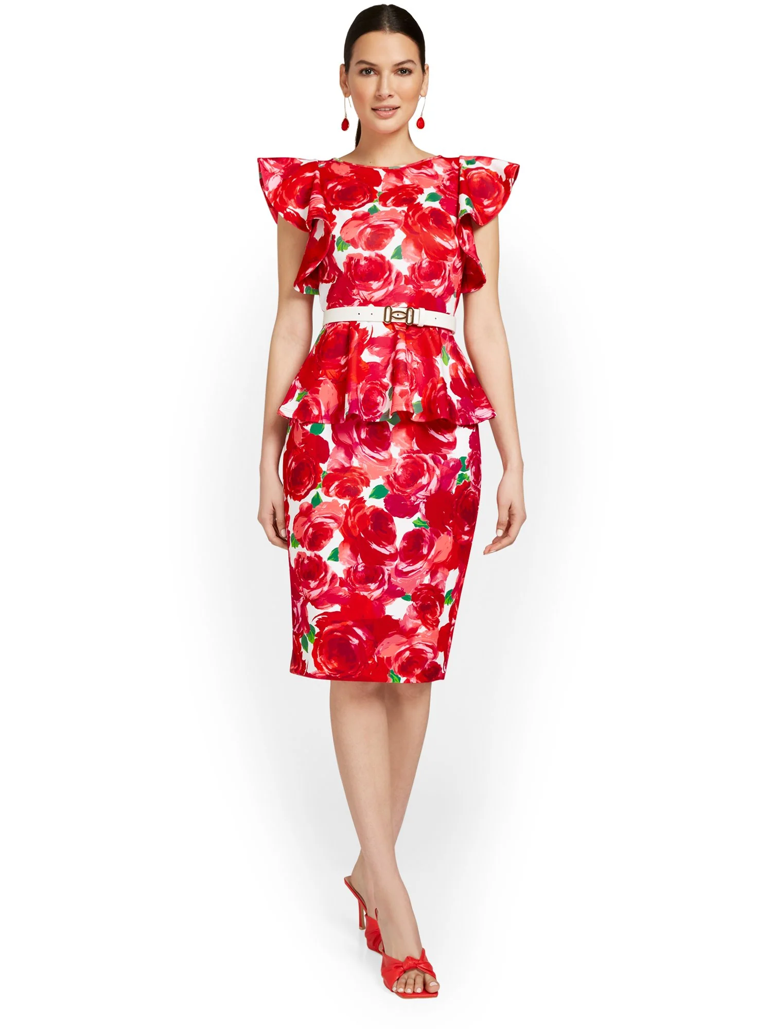 Floral-Print Scuba Pencil Skirt - Image 4