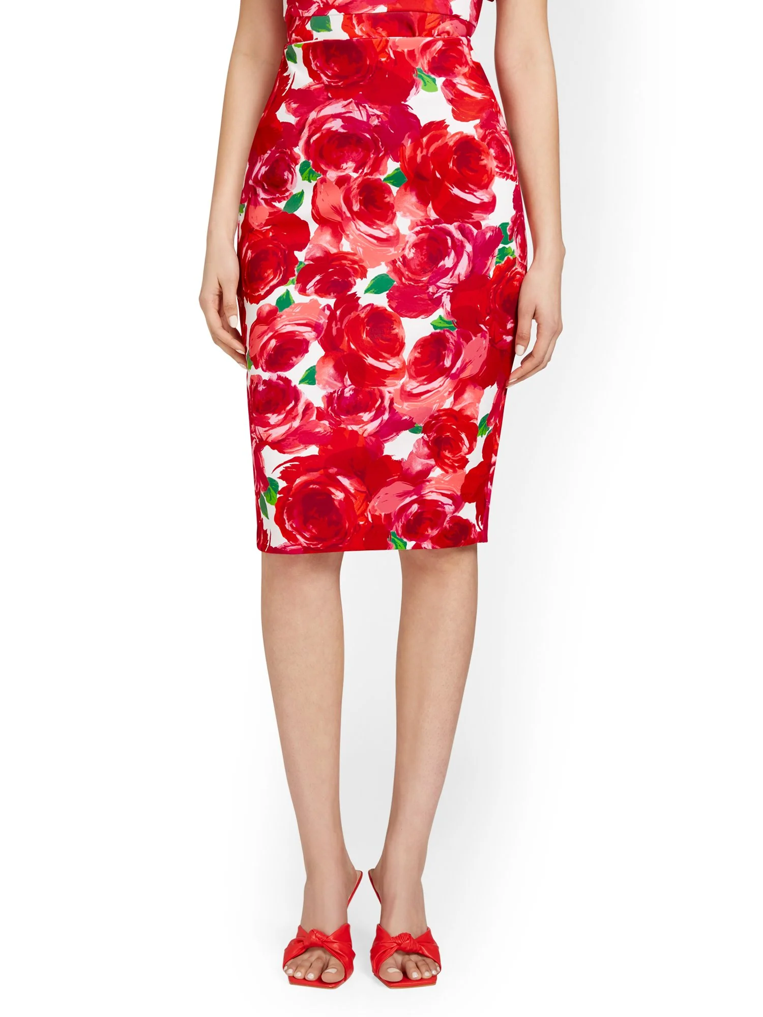 Floral-Print Scuba Pencil Skirt - Image 5