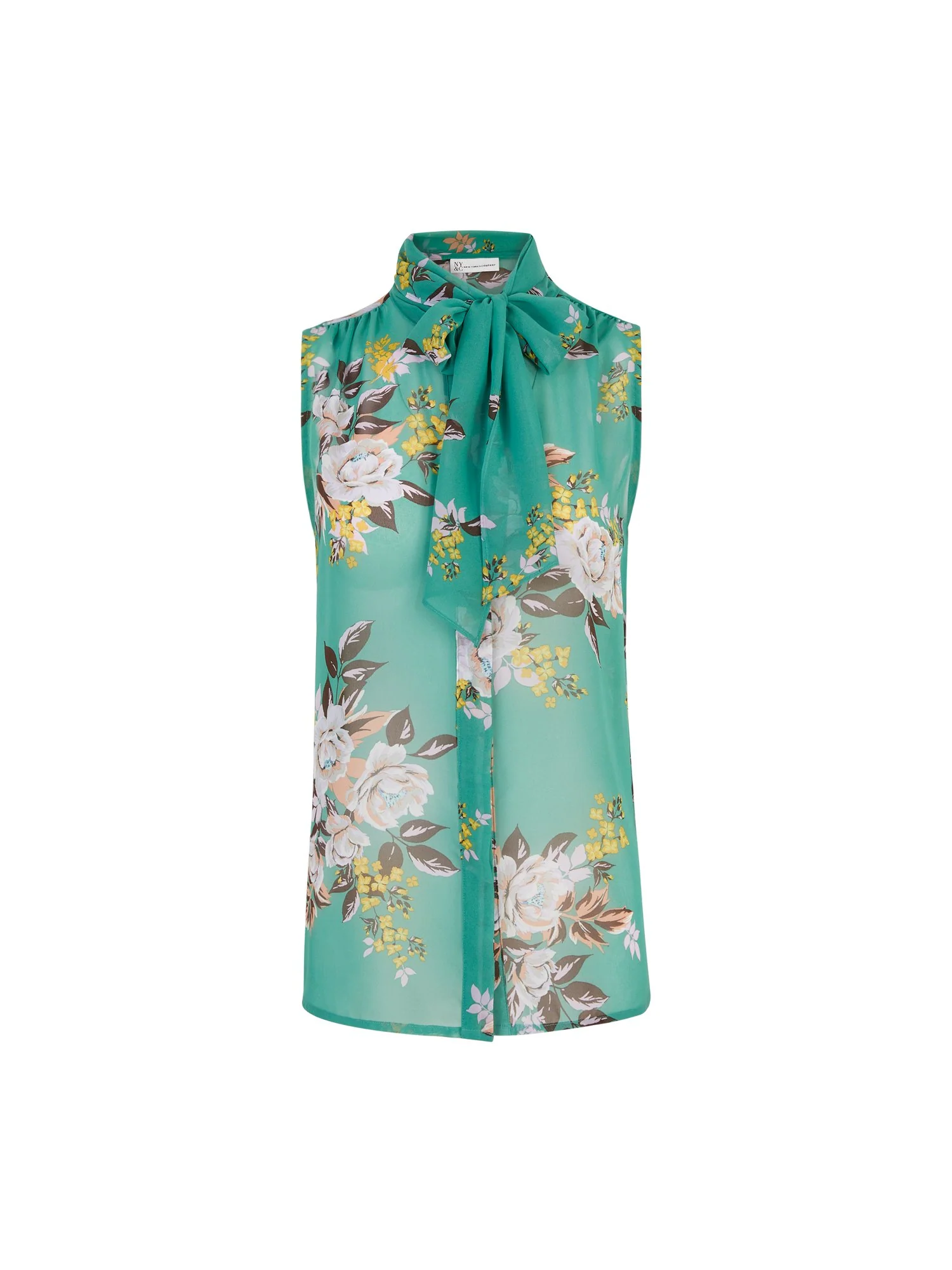 Floral-Print Sleeveless Bow-Collar Blouse - The NY&C Legacy Collection - Image 2