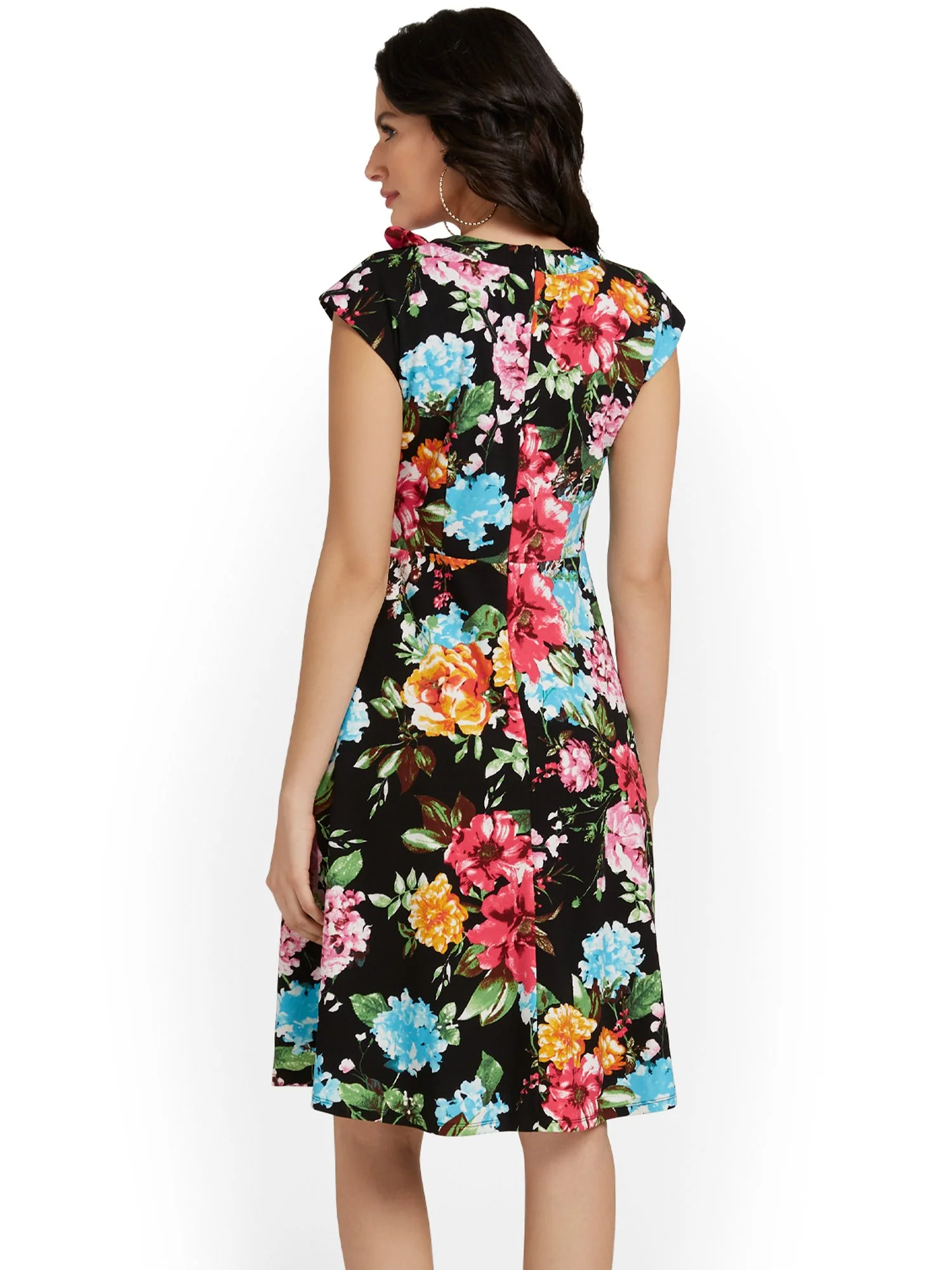 Floral-Print Tie-Neck Flare Dress - Magic Crepe® - Image 3