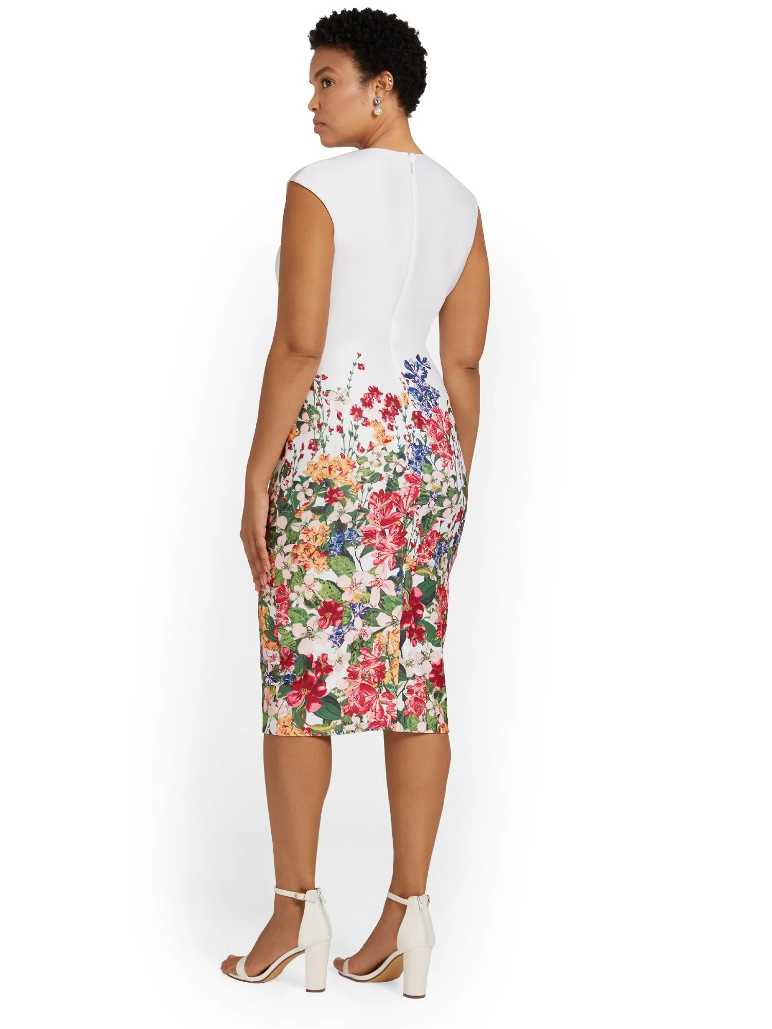 Floral-Print V-Neck Sheath Dress - Image 3