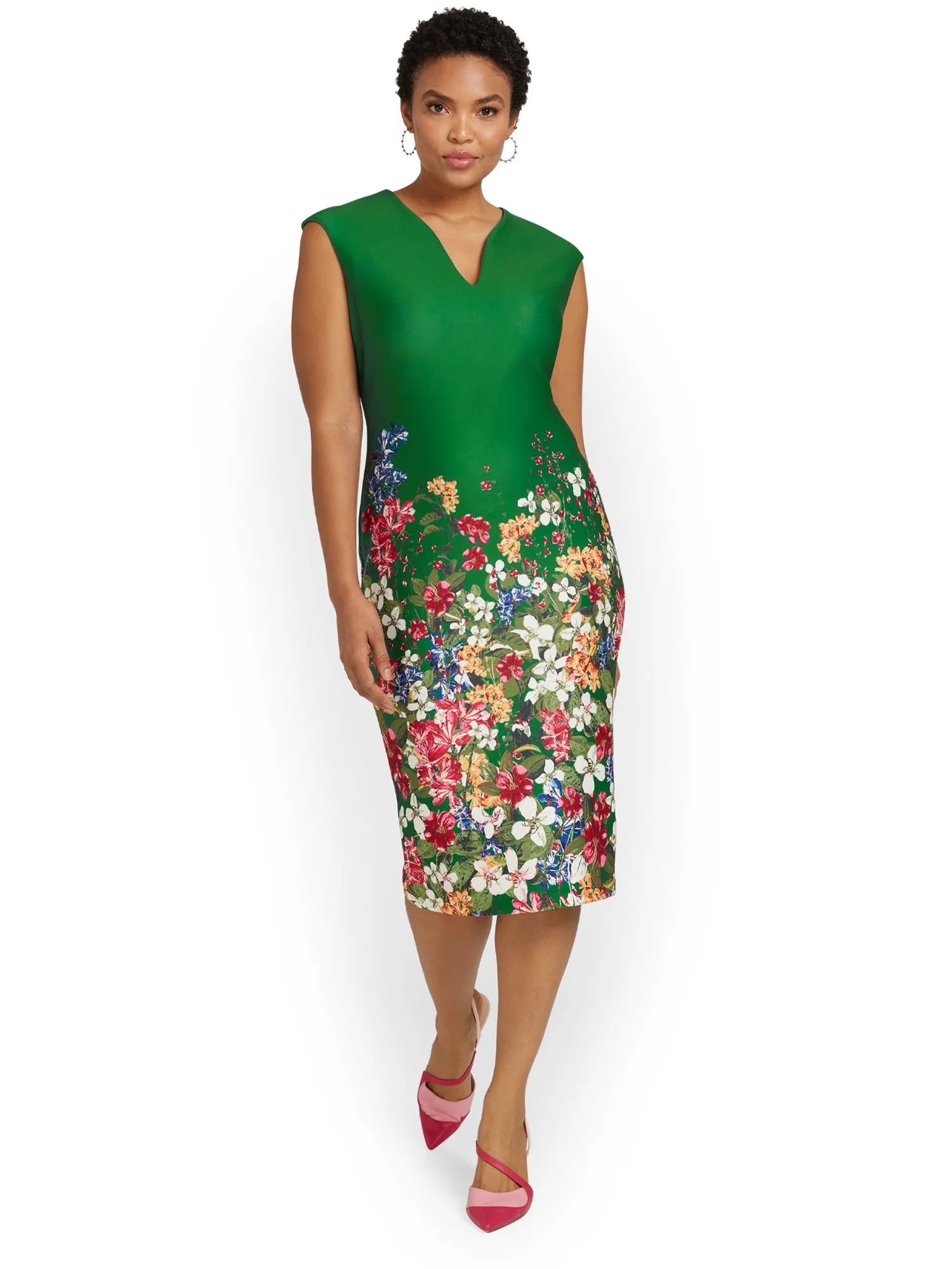 Floral-Print V-Neck Sheath Dress - Image 4