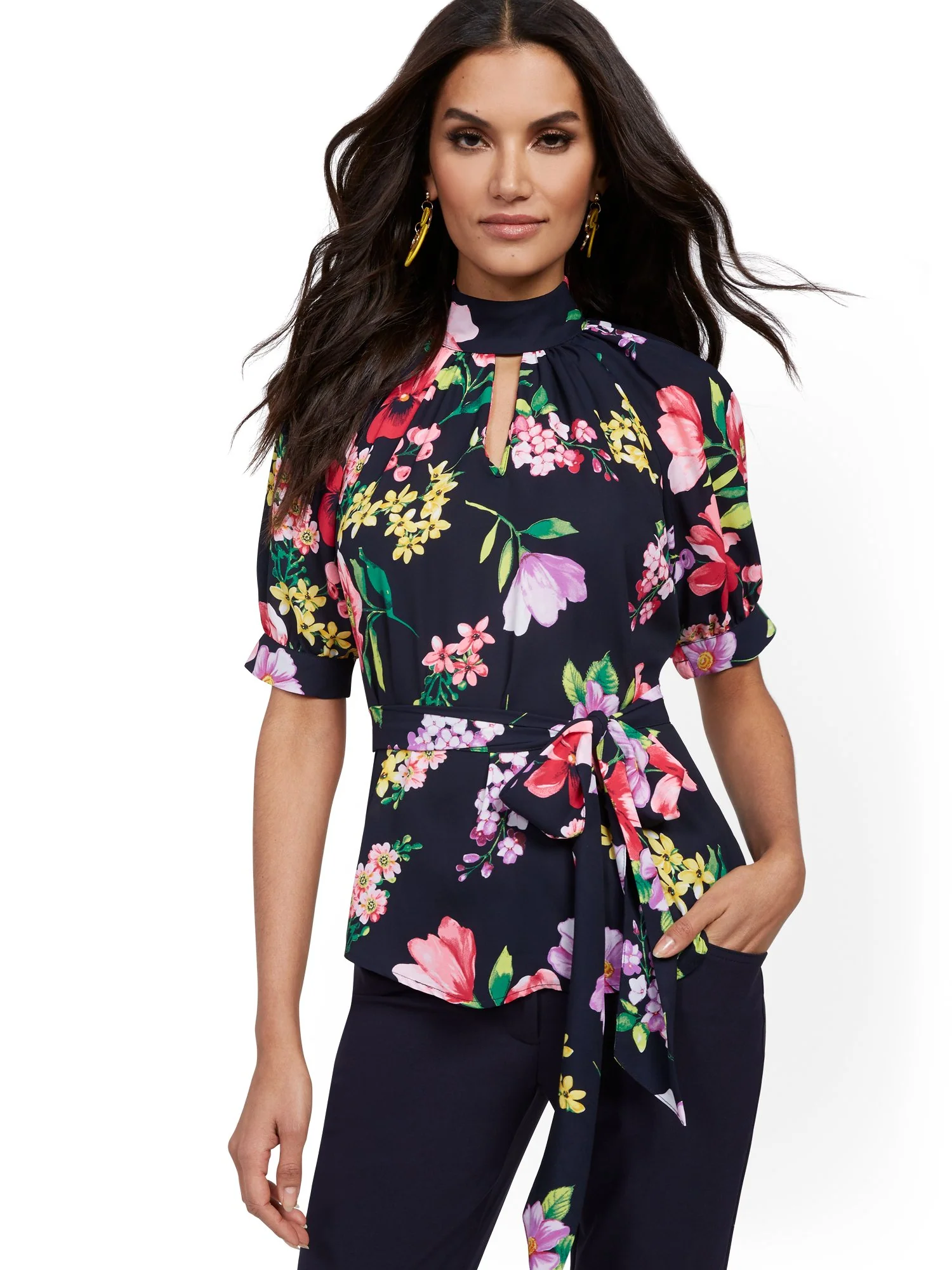 Floral Puff-Sleeve Blouse - 7th Avenue - Image 4