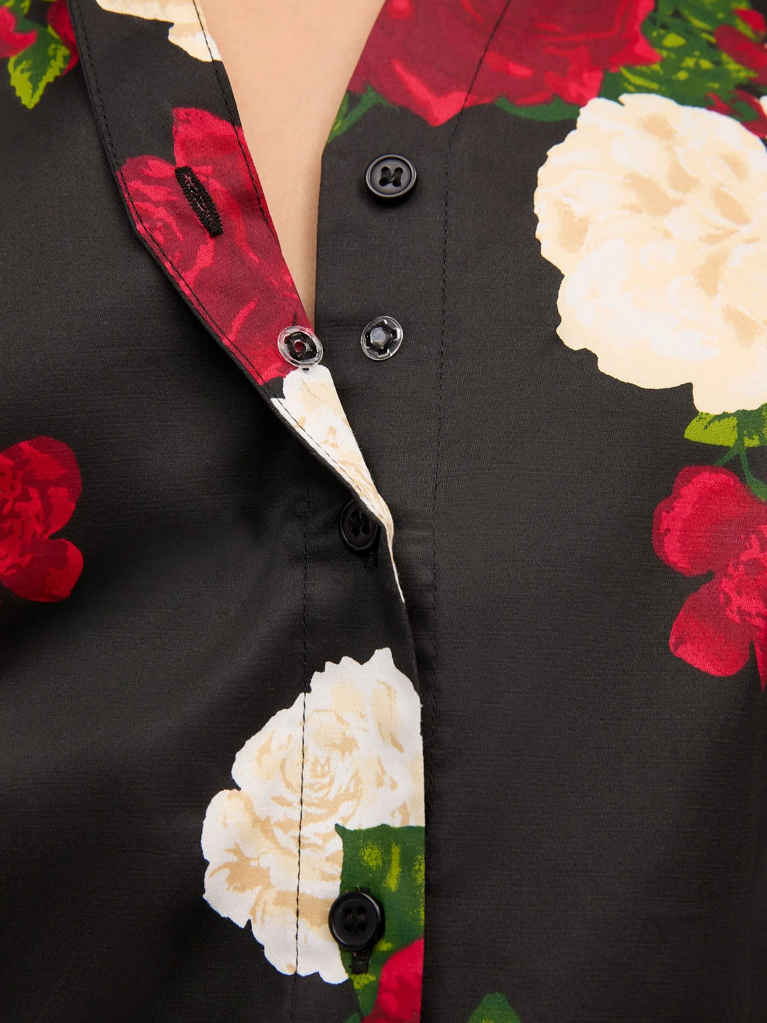 Floral Puff-Sleeve Button-Front Secret Snap - NY&C Madison Shirt® - Image 4