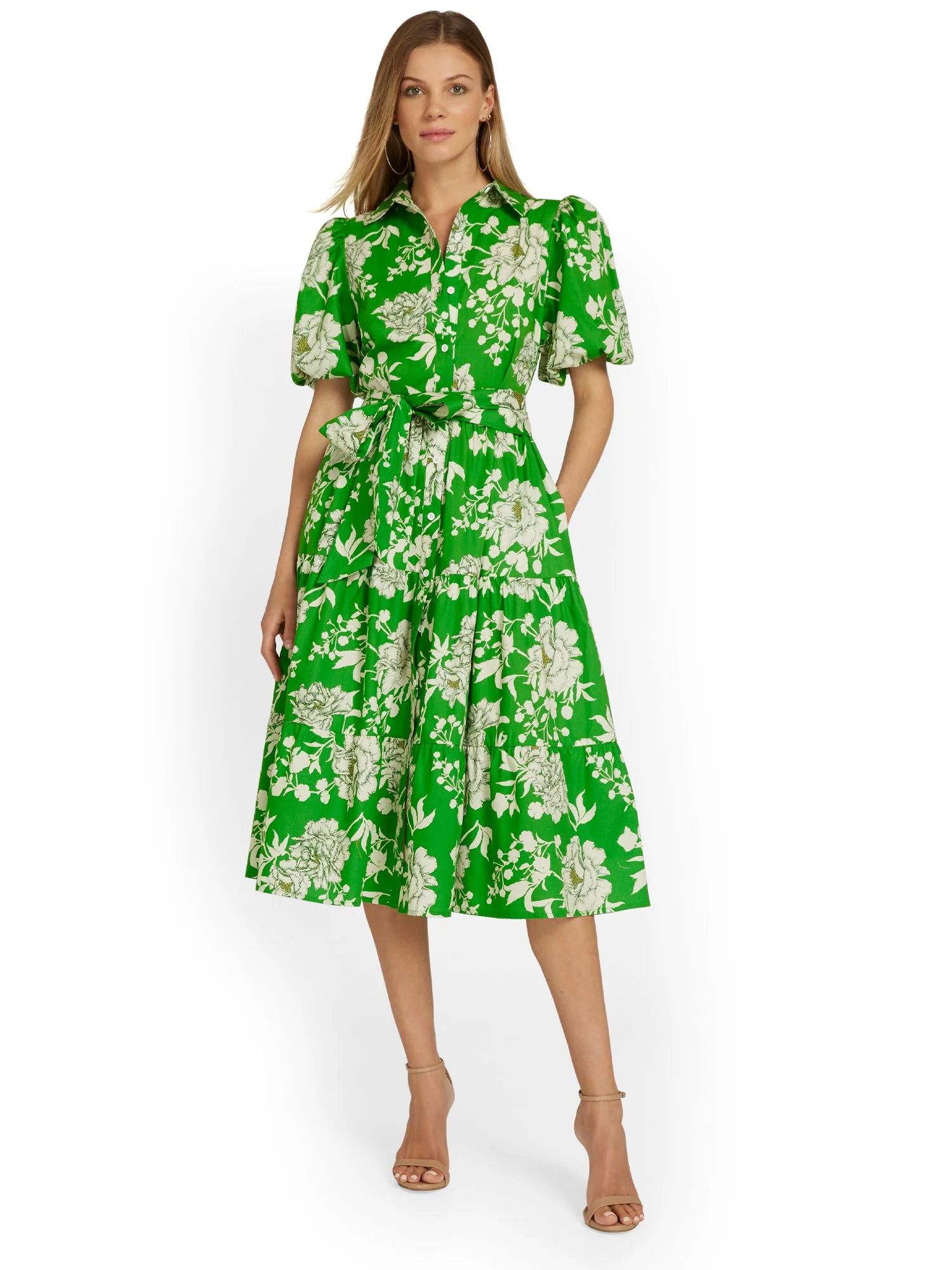 Flying Tomato Floral Puff-Sleeve Poplin Shirtdress - Brands We Love - Image 2