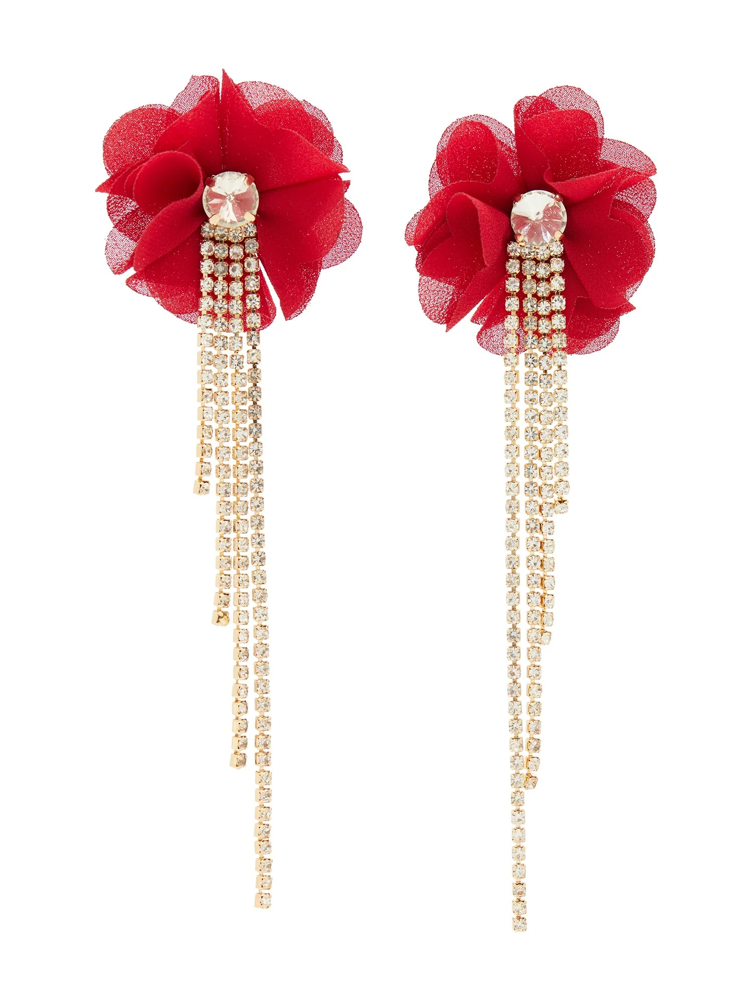 Floral Rhinestone Drop Earrings - Image 7
