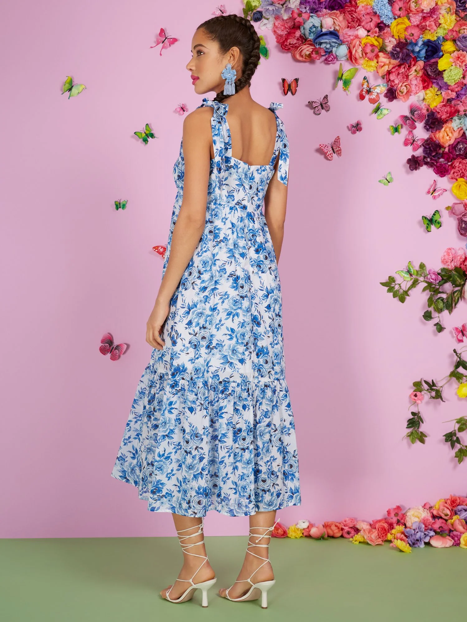 Floral Tie-Sleeve Tiered Maxi Dress - Image 3