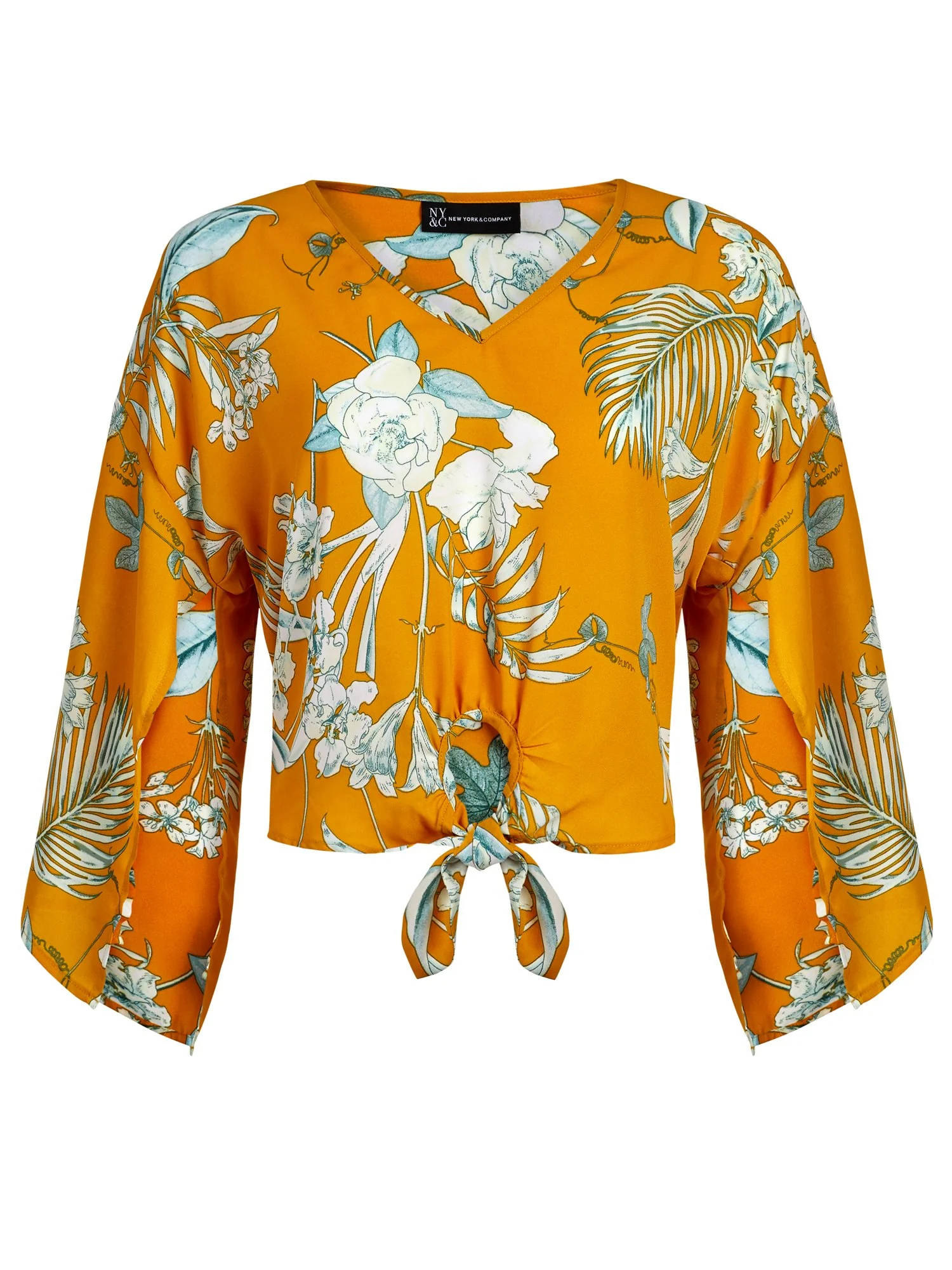 Floral V-Neck Tie-Front Blouse - Image 6