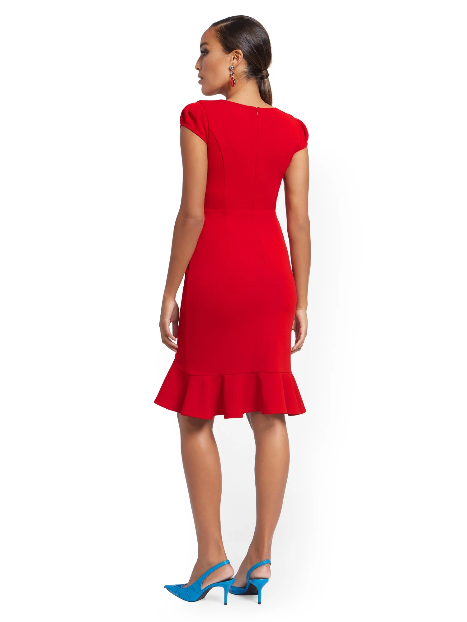 Flounce-Hem Sheath Dress - Magic Crepe® - Image 3