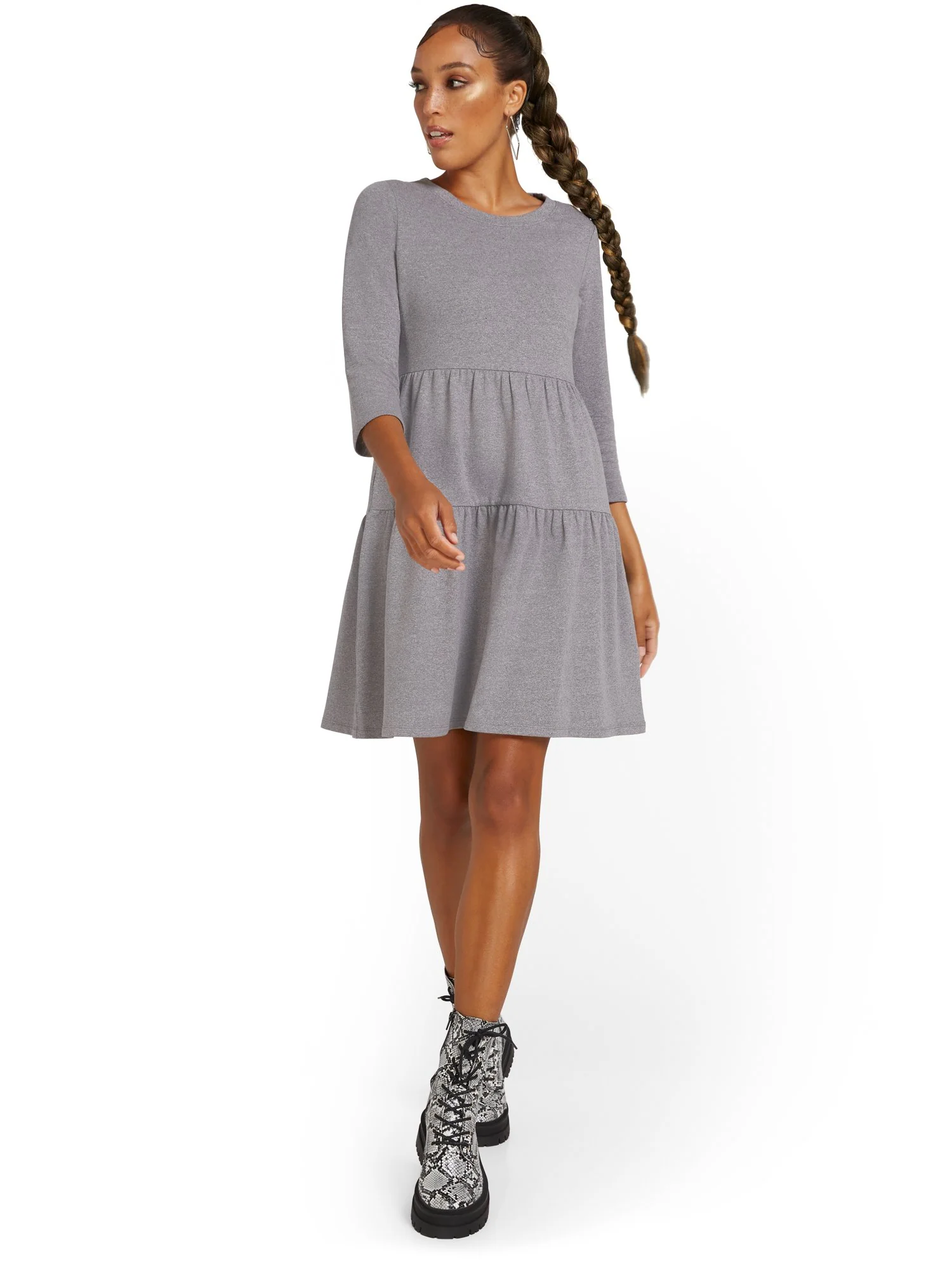 Flounce Sweatshirt Dress - Image 5