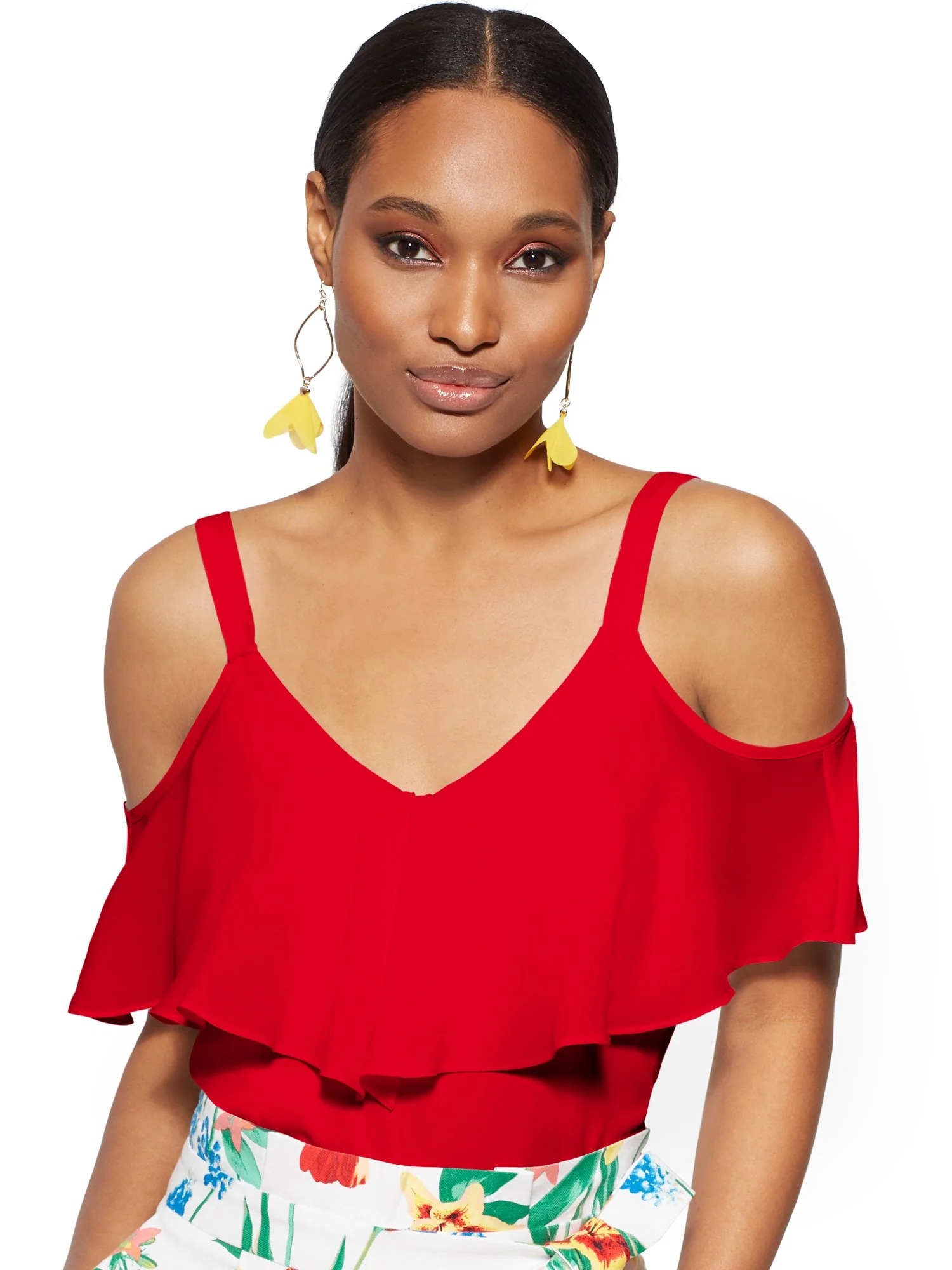 Flounced Cold-Shoulder Top - Image 24