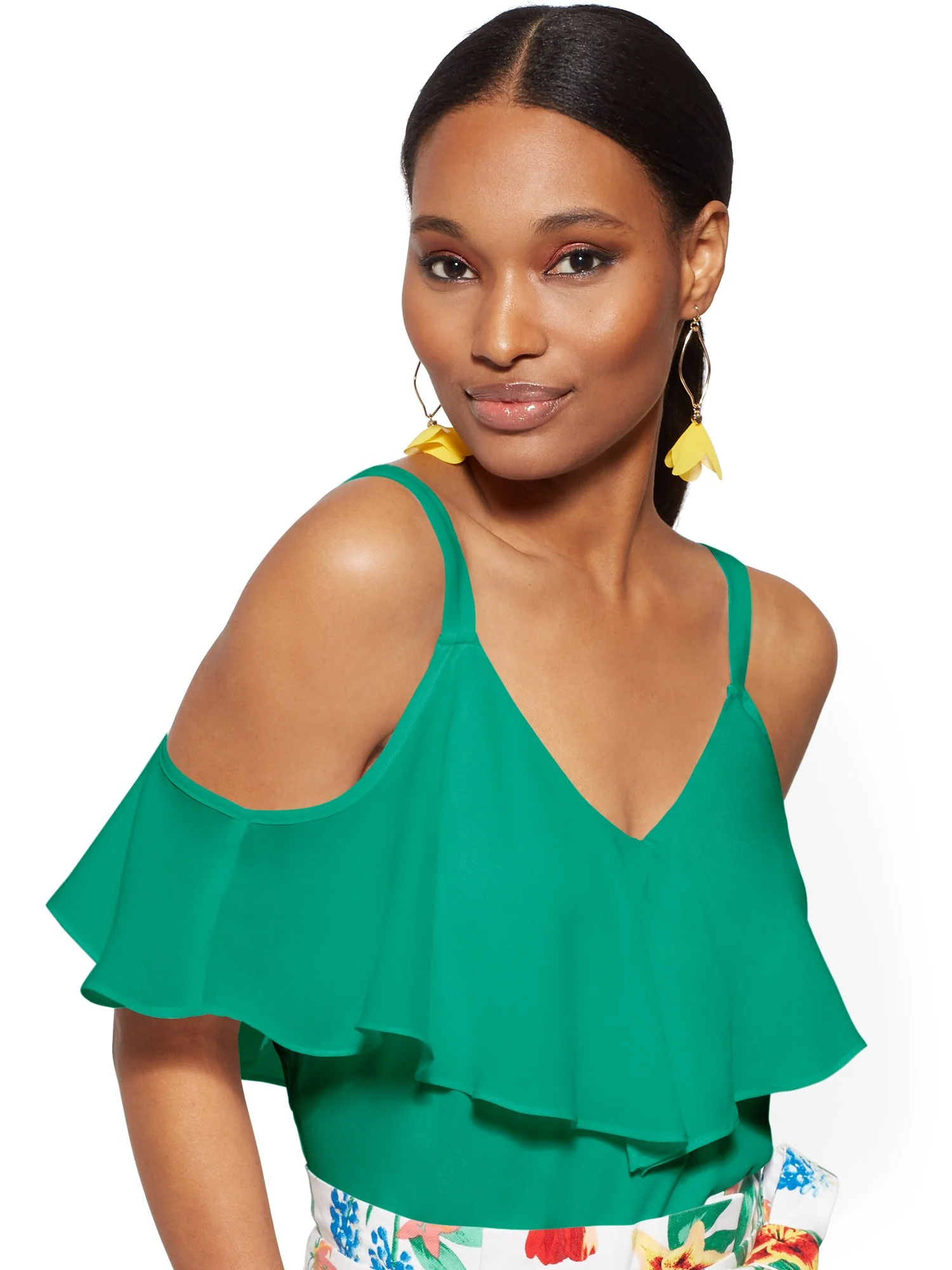 Flounced Cold-Shoulder Top - Image 4