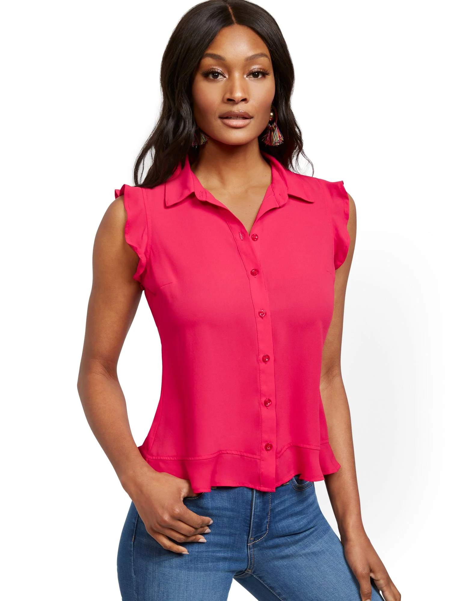 Flounced-Hem Blouse - Image 9