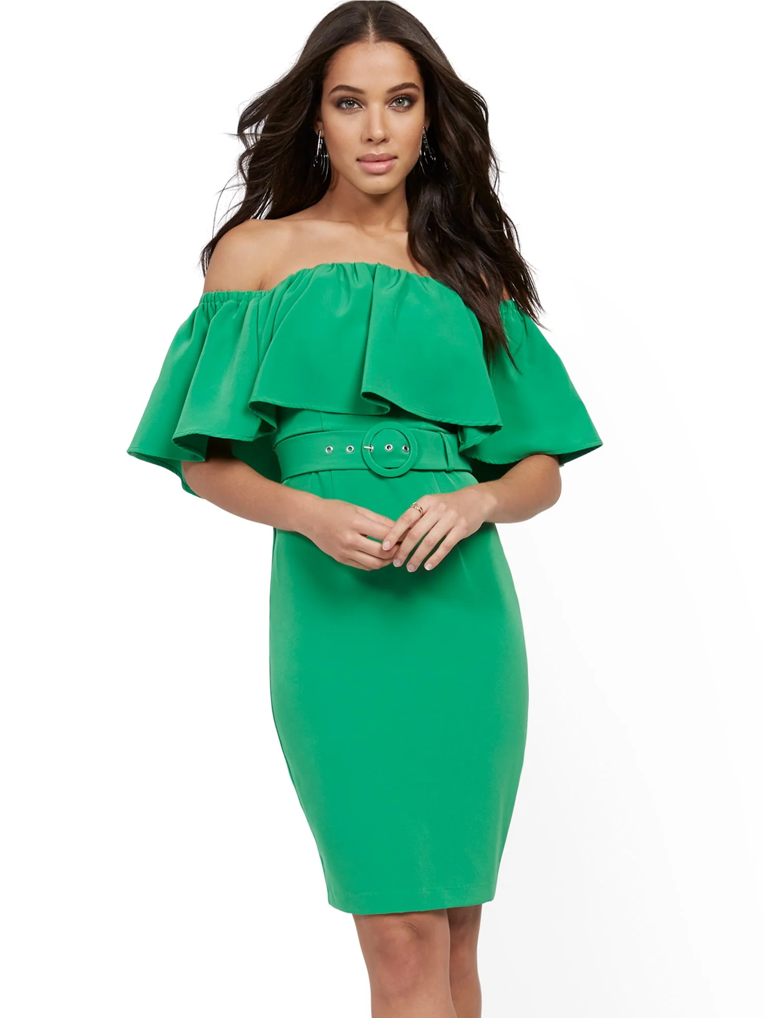 Flounced Off-The-Shoulder Sheath Dress - Image 6