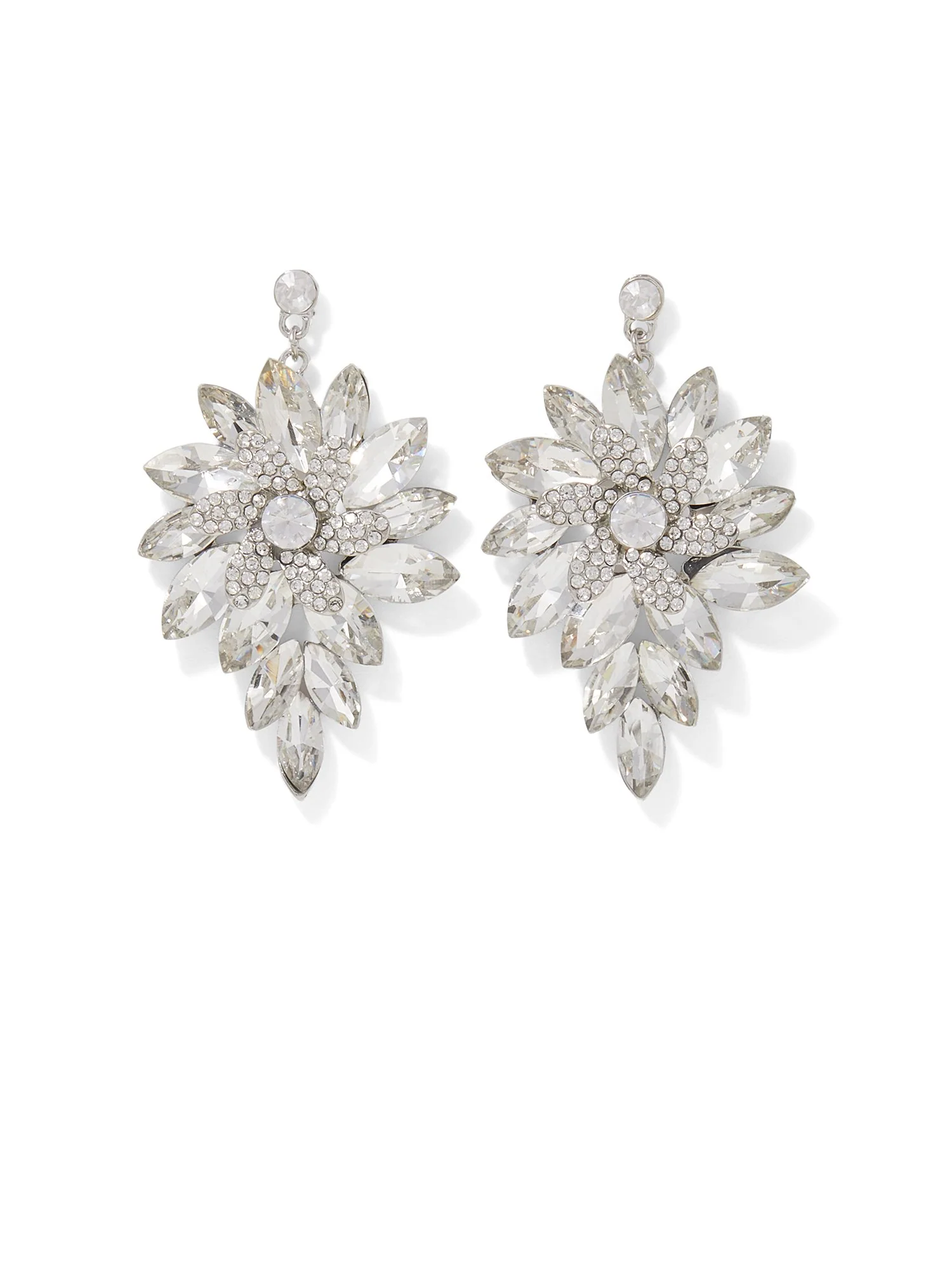 Flower-Shape Gemstone Drop Earrings
